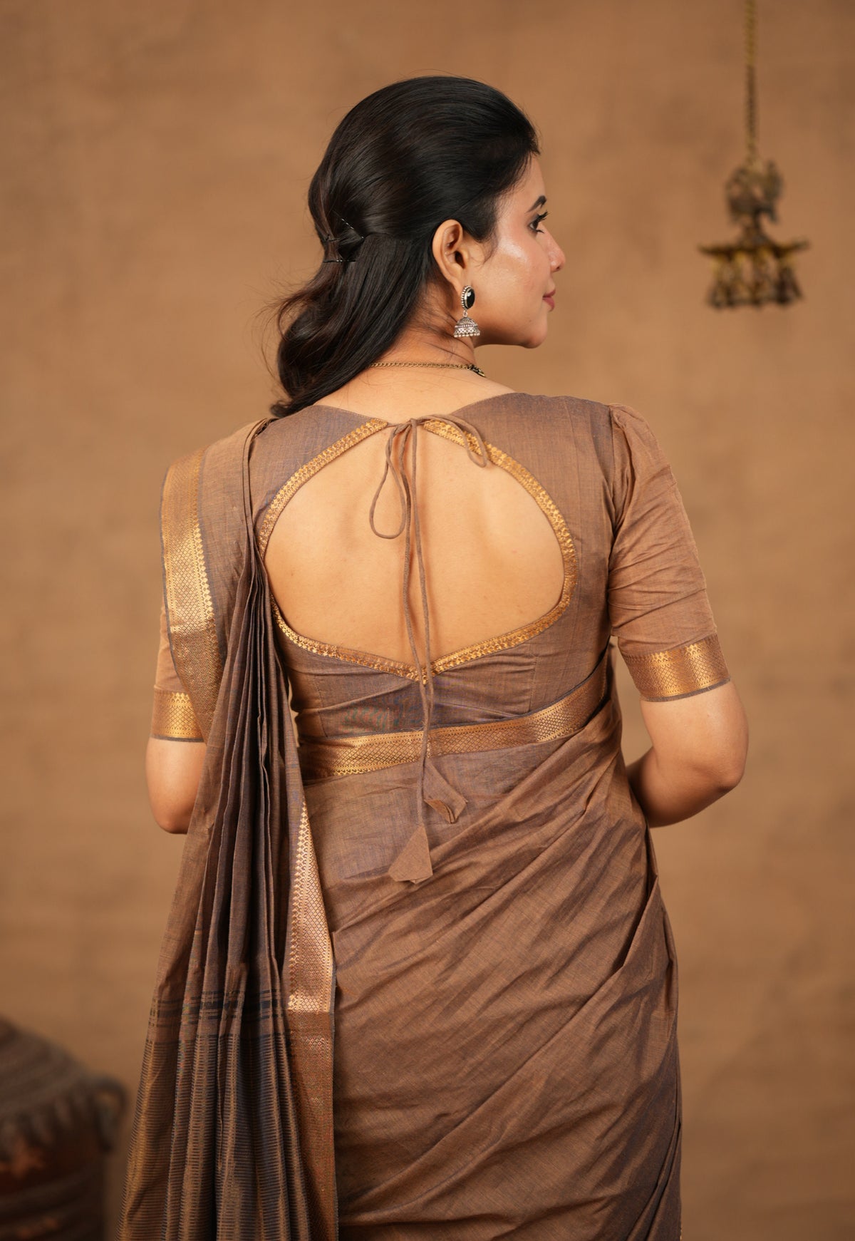 Beige mangalgiri cotton blouse  (VCB008)