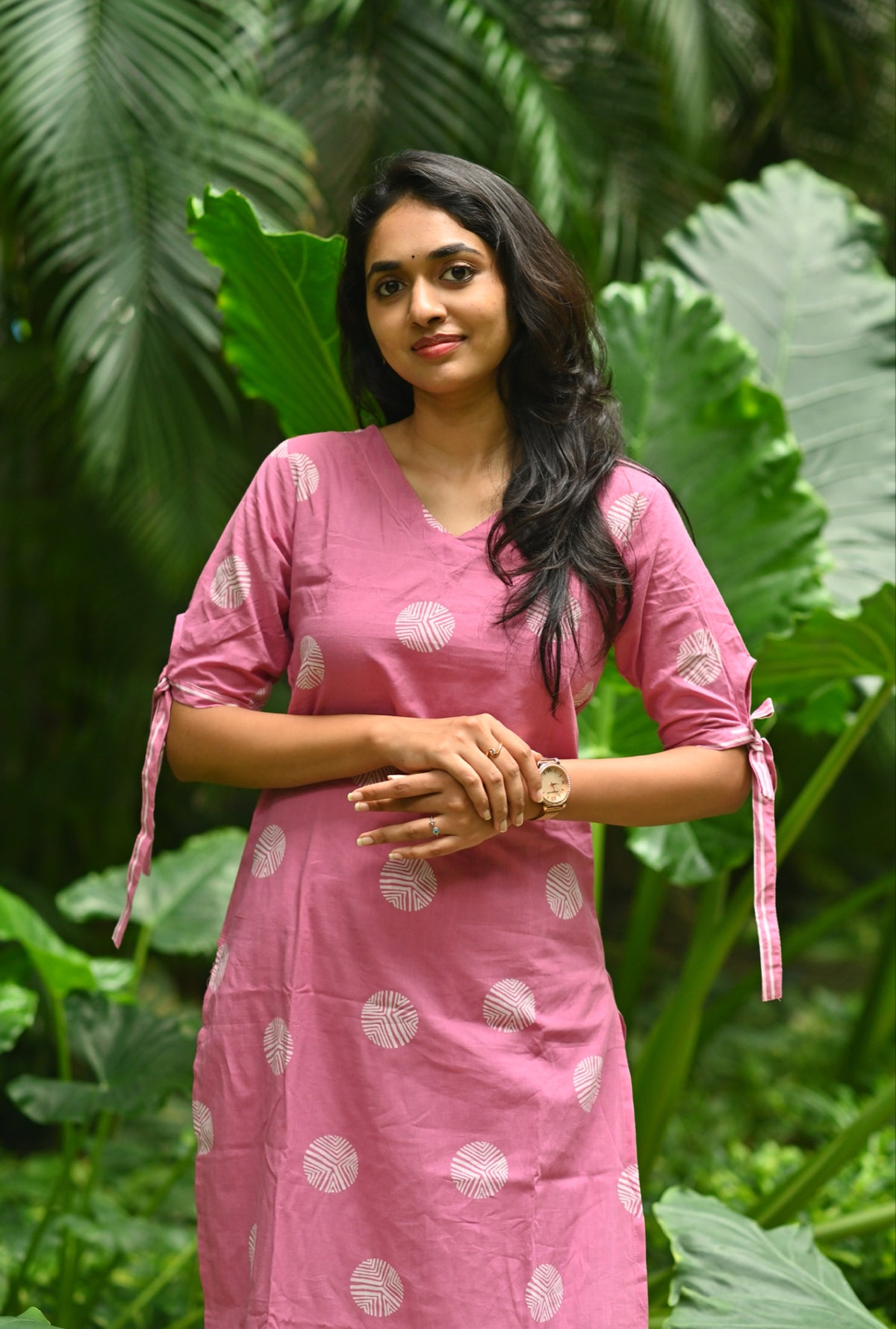 Sharma – Pink Geometric Print Kurta & Palazzo Co-Ord Set
