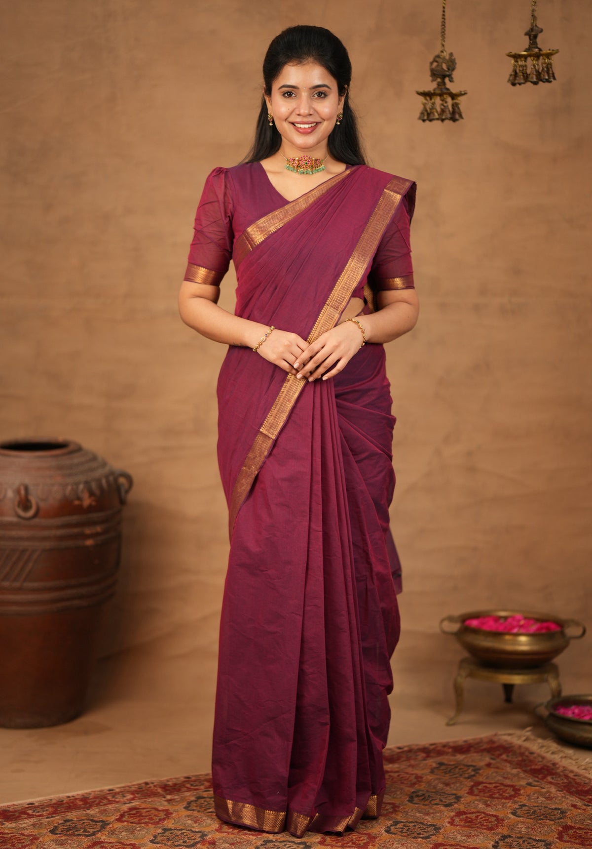 LEEELA-Mangalgiri cotton-Plum red.