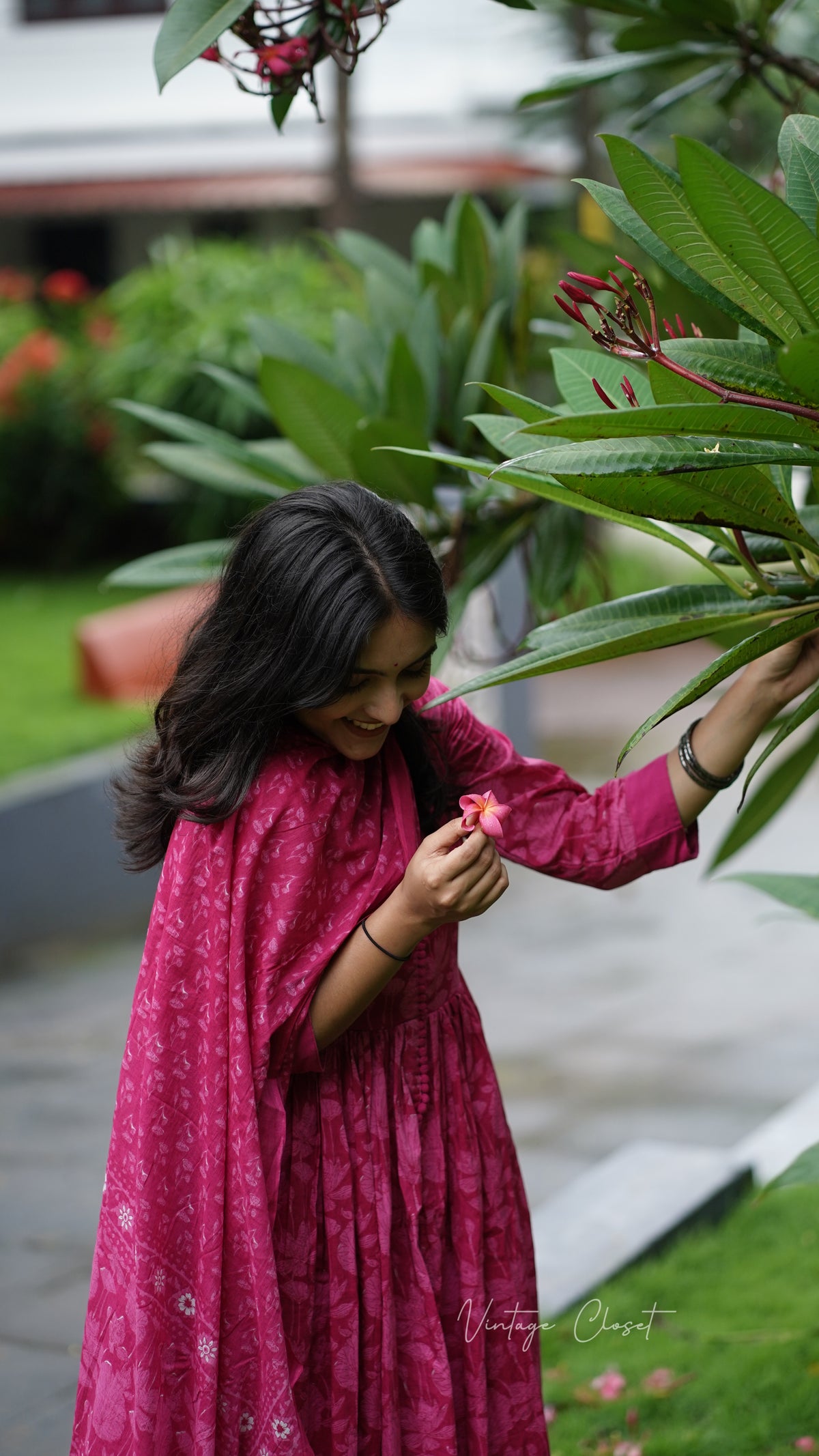 Amayra – Pink Cotton Handblock Print Anarkali Suit Set