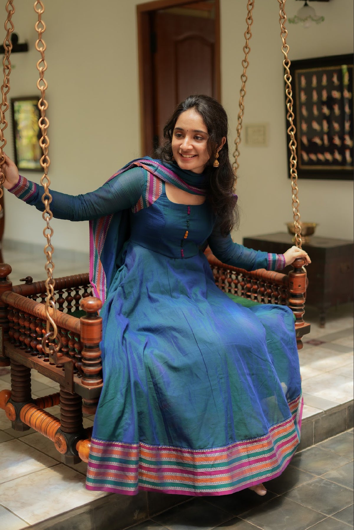 Myna – Blue Narayanpet Handloom Anarkali Suit