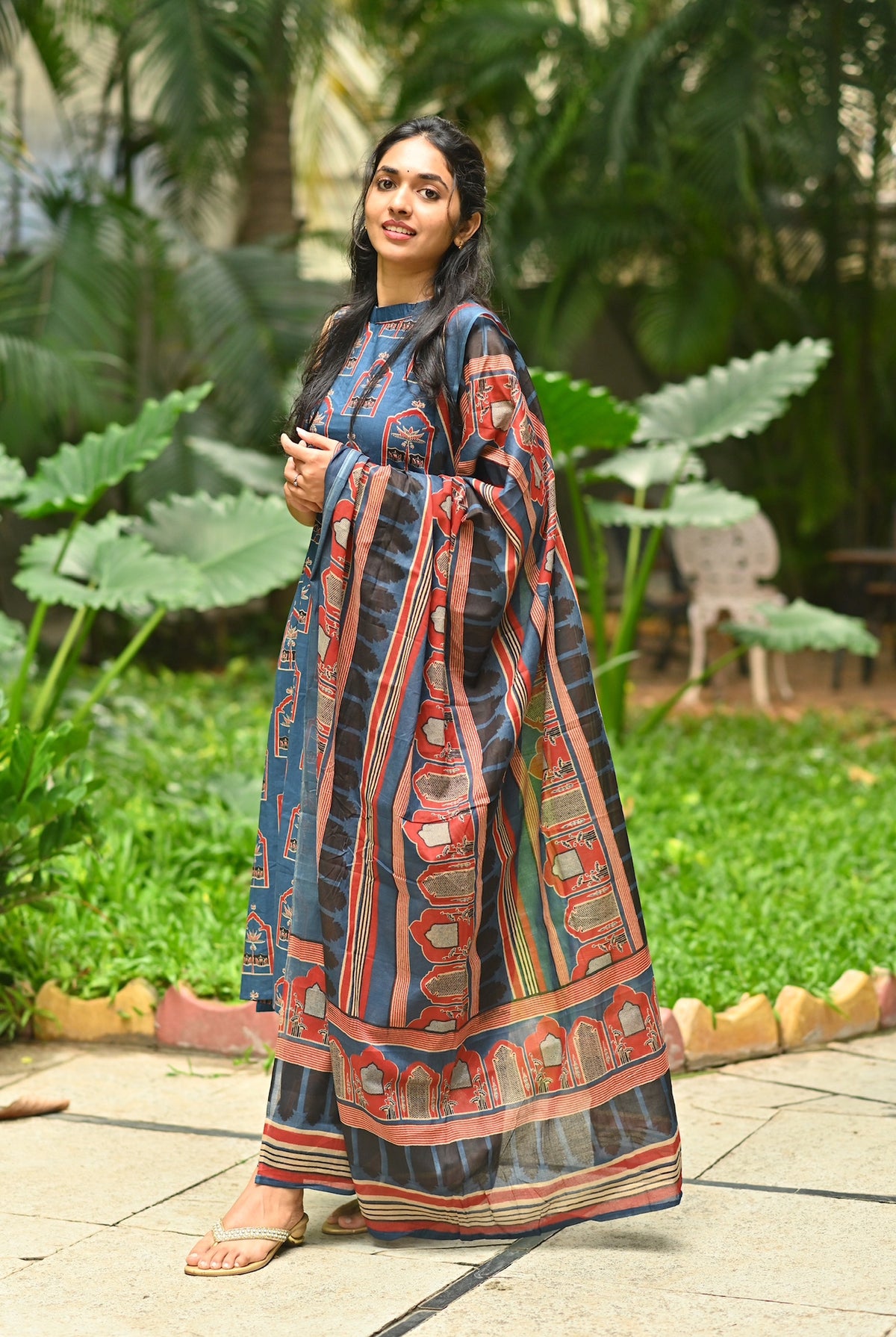 Shyama Ajrakh Print Organic Cotton Kurta Palazzo Set