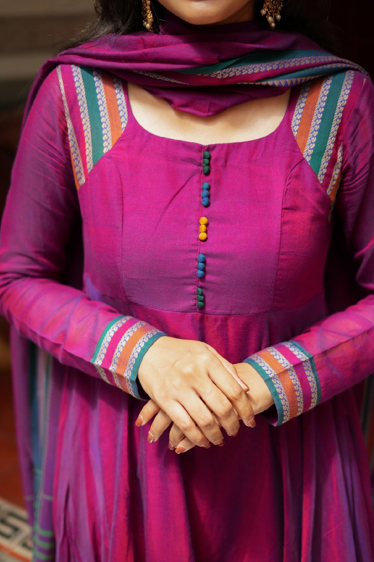 Myna – Plum Narayanpet Handloom Anarkali Suit