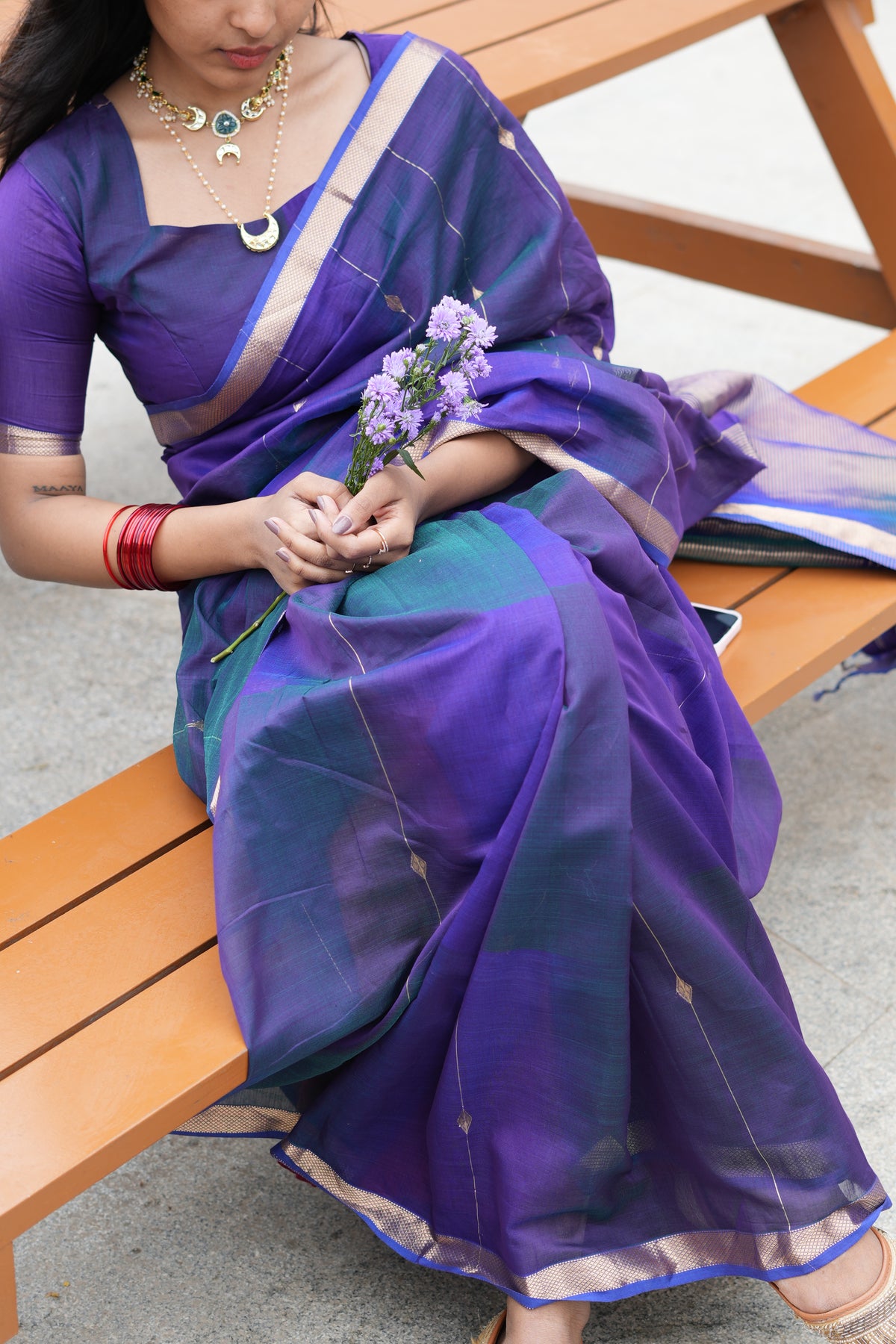Sundari-Violet (Maheshwari silk saree)
