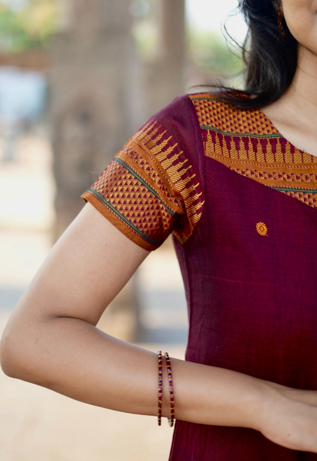 Arti Karam – Maroon Narayanpet Handloom Anarkali Suit