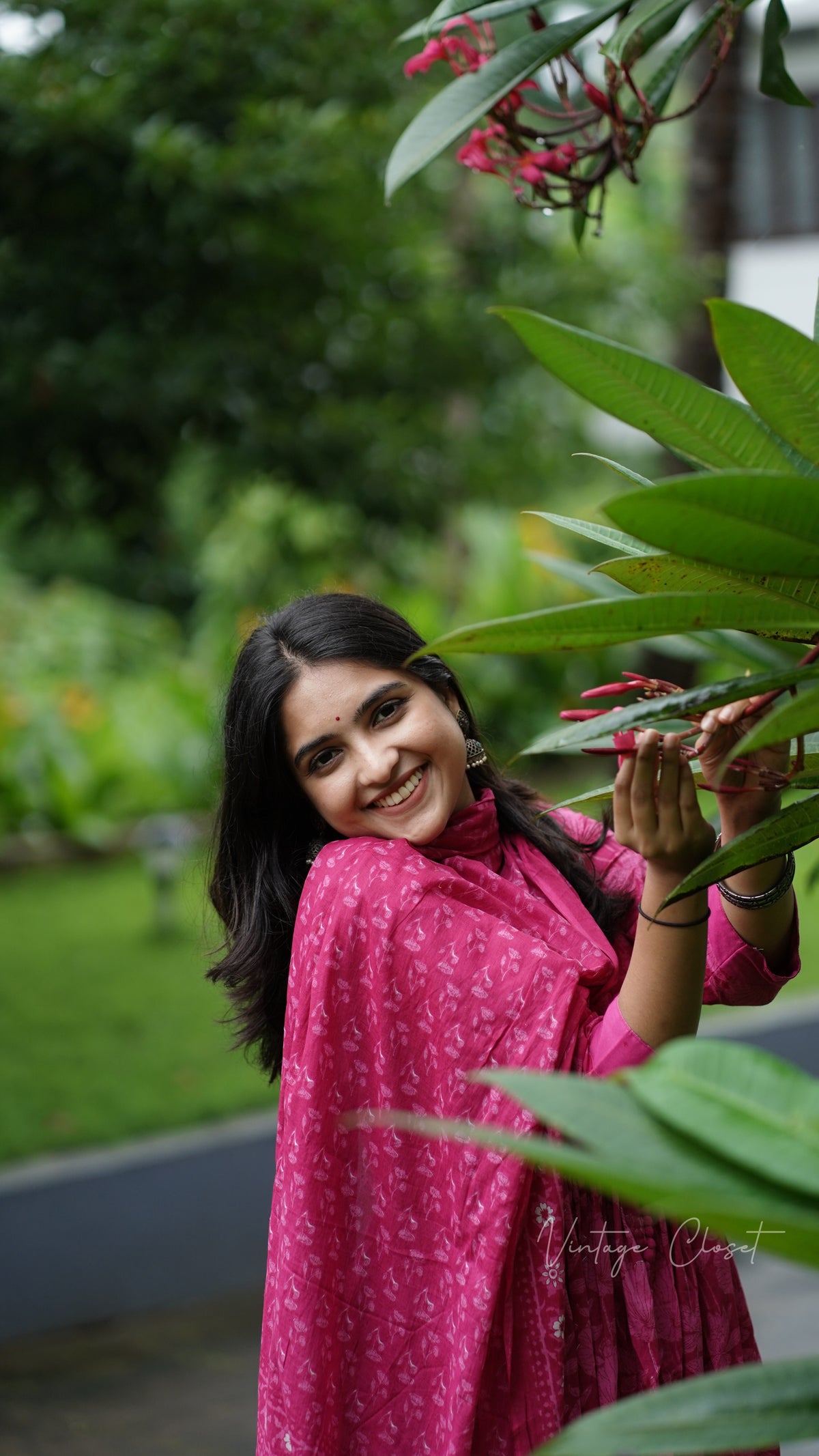 Amayra – Pink Cotton Handblock Print Anarkali Suit Set