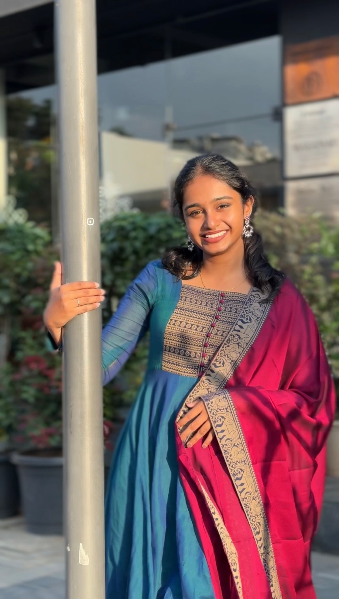 Mirna – Blue Narayanpet Handloom Anarkali Suit