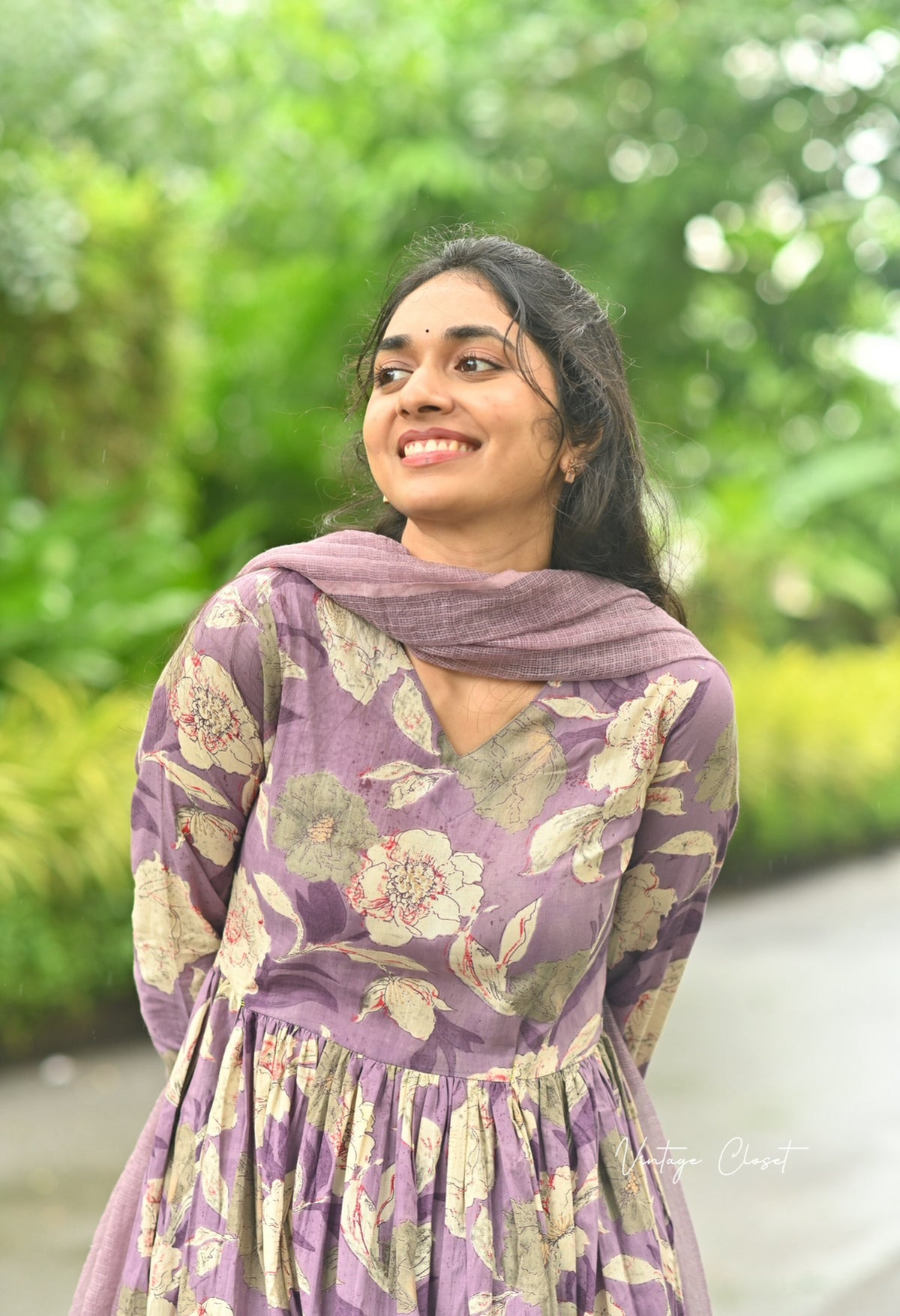 Surabhi – Violet Organic Cotton Block Print Anarkali Suit