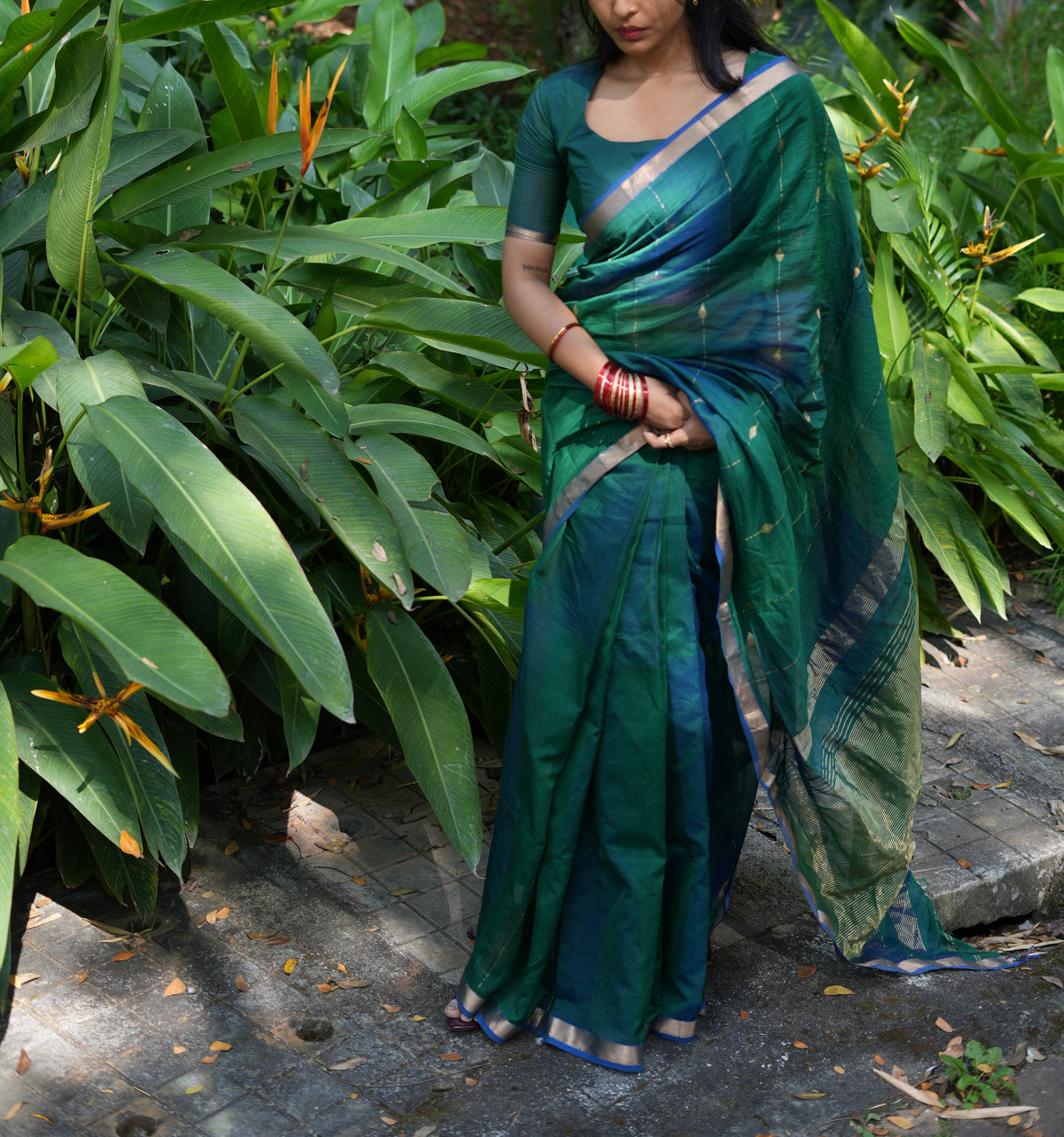 Sundari-Green (Maheshwari silk saree)