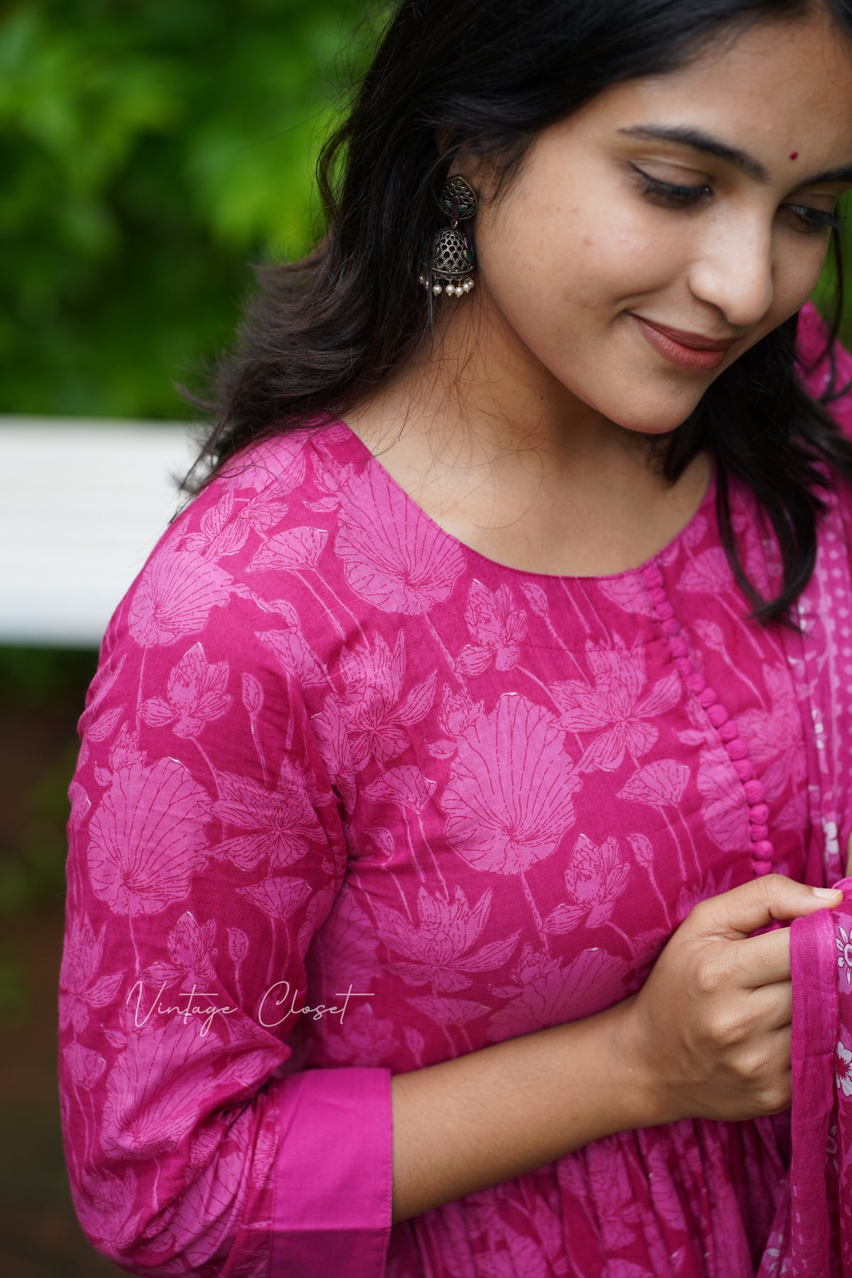 Amayra – Pink Cotton Handblock Print Anarkali Suit Set