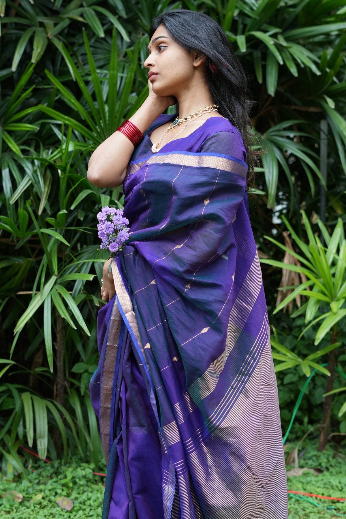 Sundari-Violet (Maheshwari silk saree)