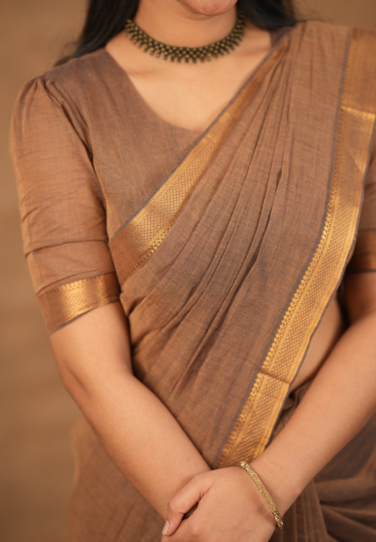 Beige mangalgiri cotton blouse  (VCB008)