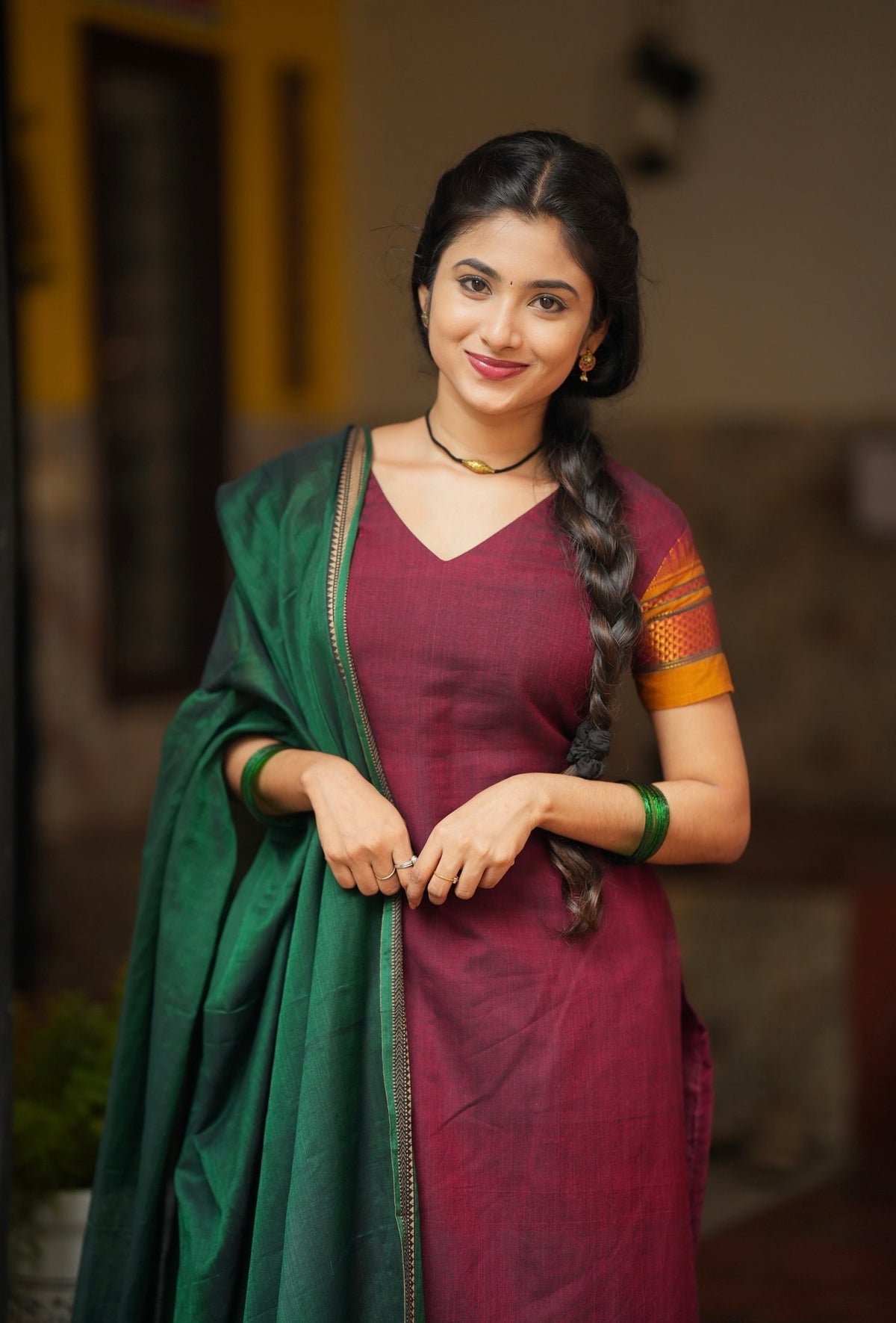 Nandhini – Narayanpet Handloom Straight Fusion Suit Set