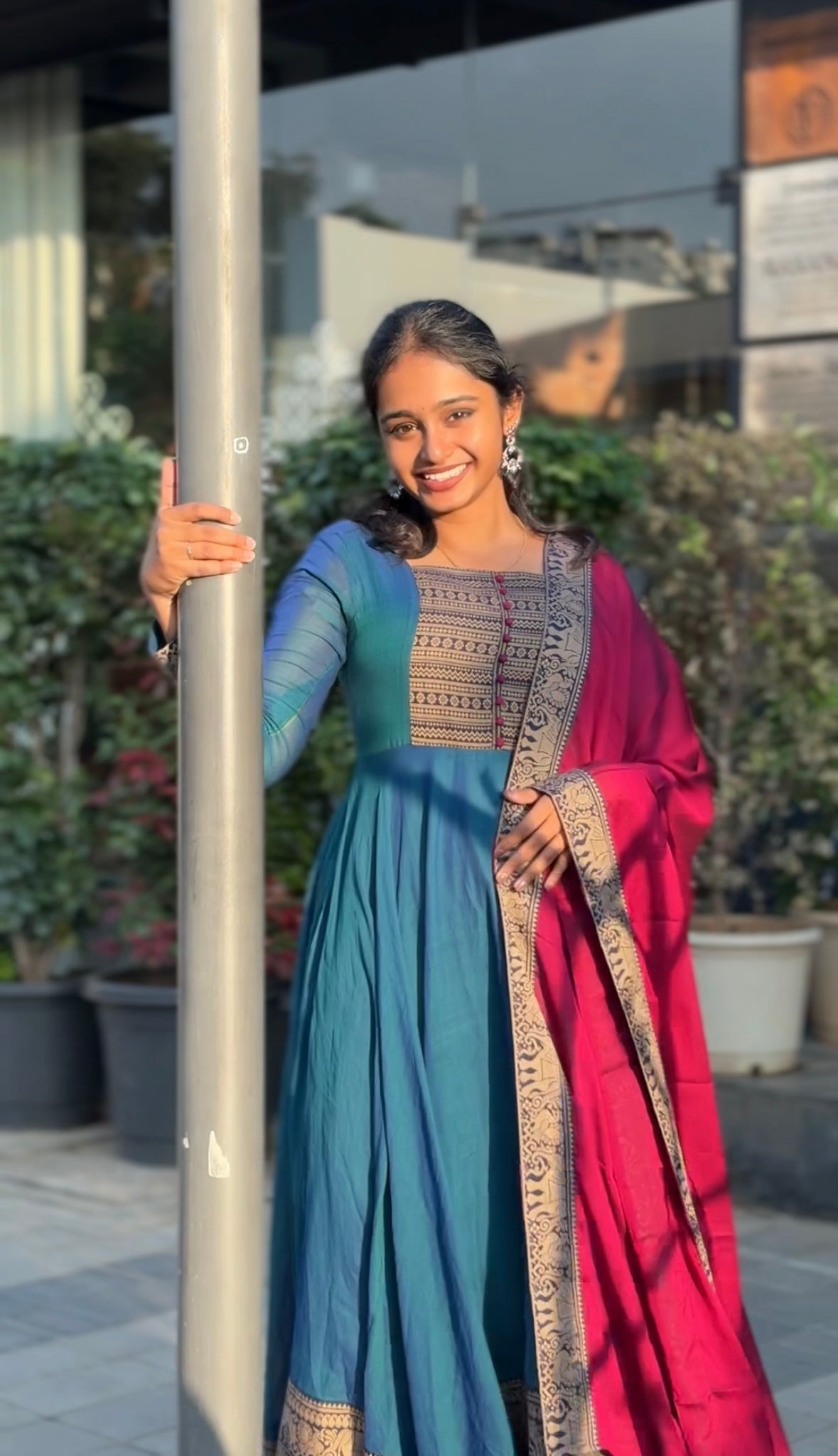 Mirna – Blue Narayanpet Handloom Anarkali Suit