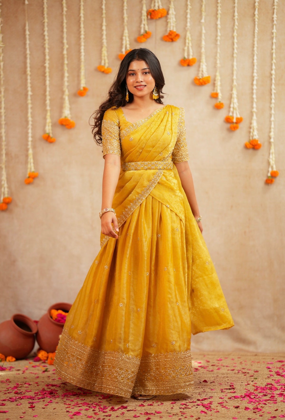 Swathi – Yellow Sequin Lehenga with Dupatta