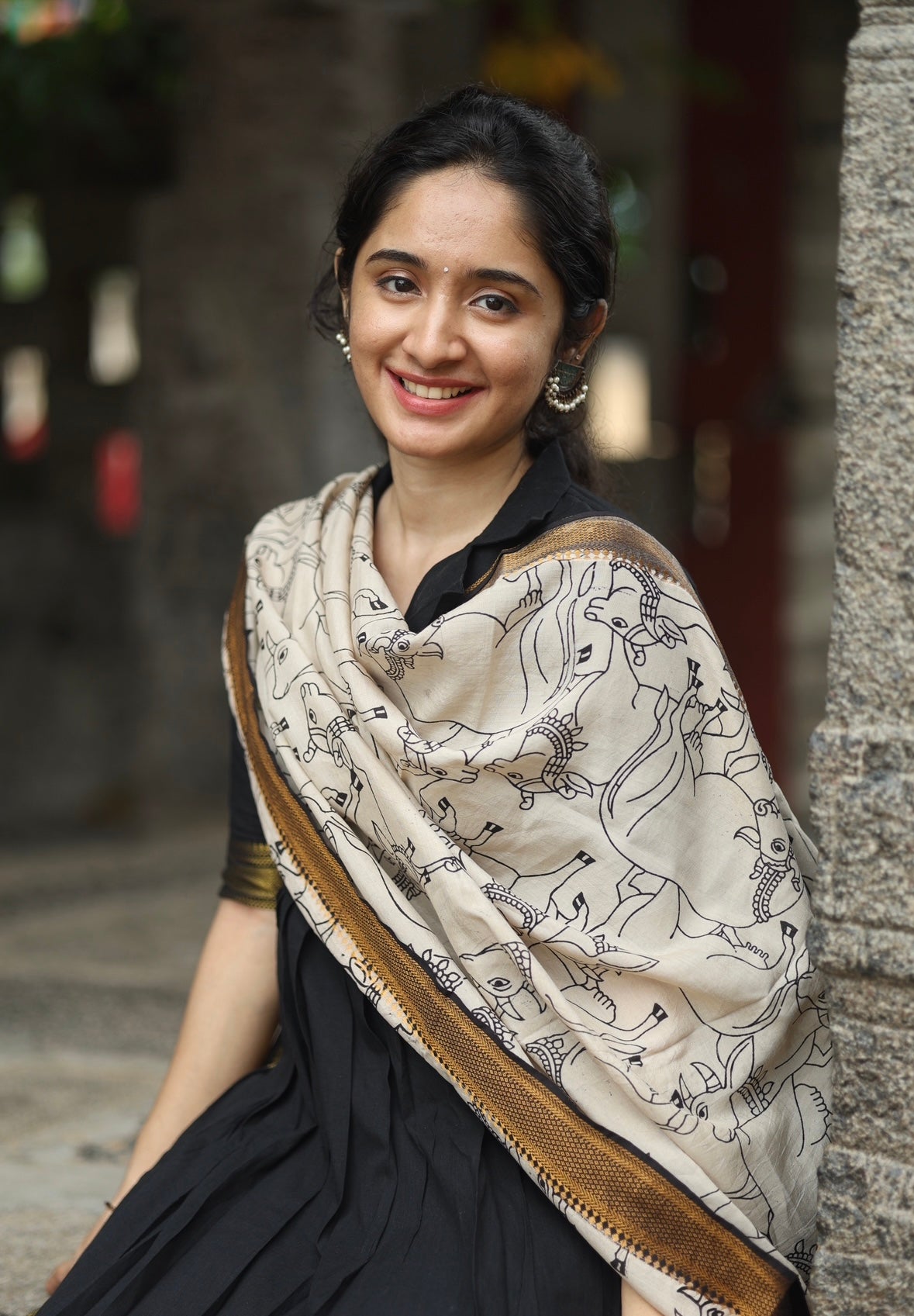 SUBATHRA(Black)with silk dupatta
