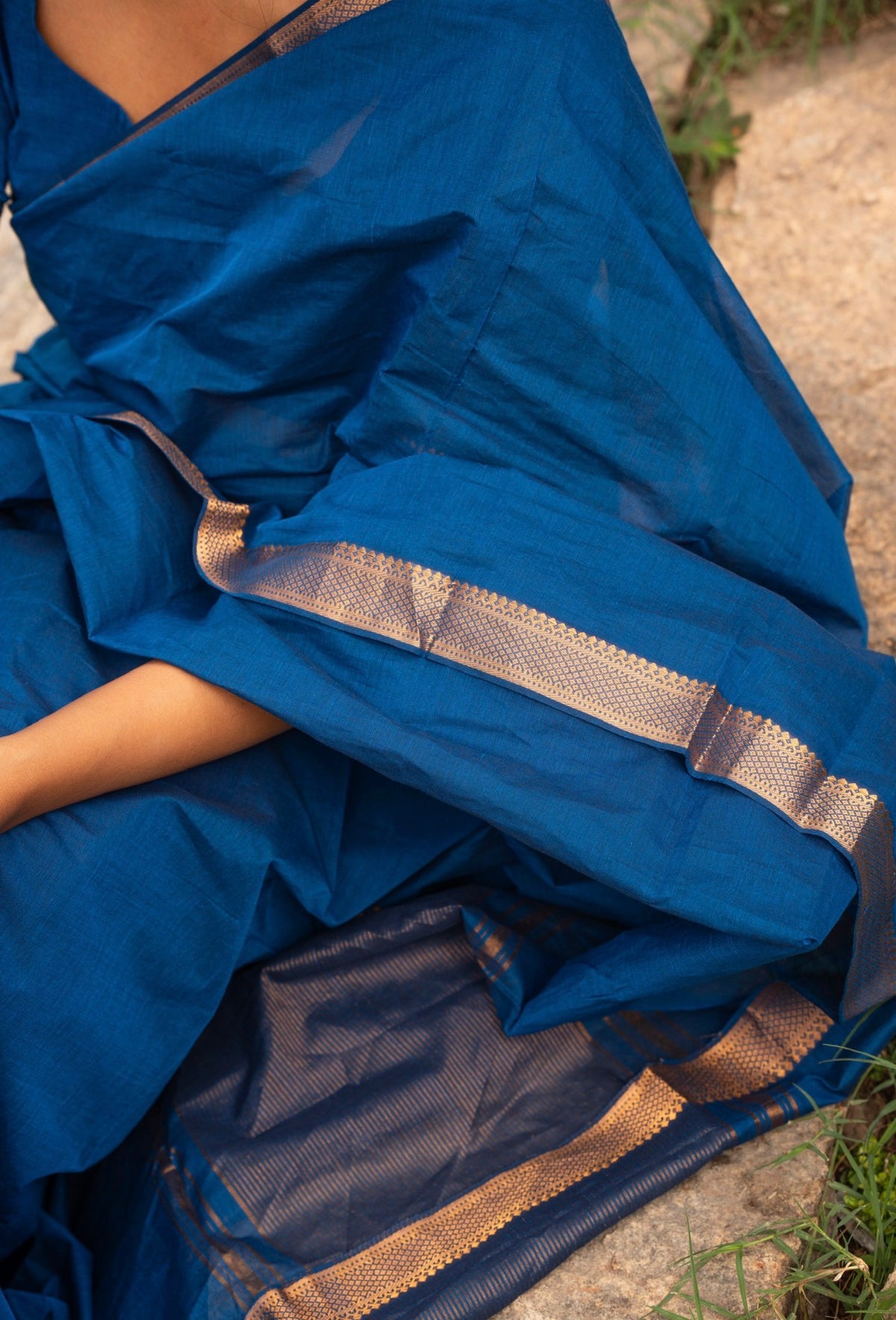 LEELA-Mangalgiri cotton saree-Blue