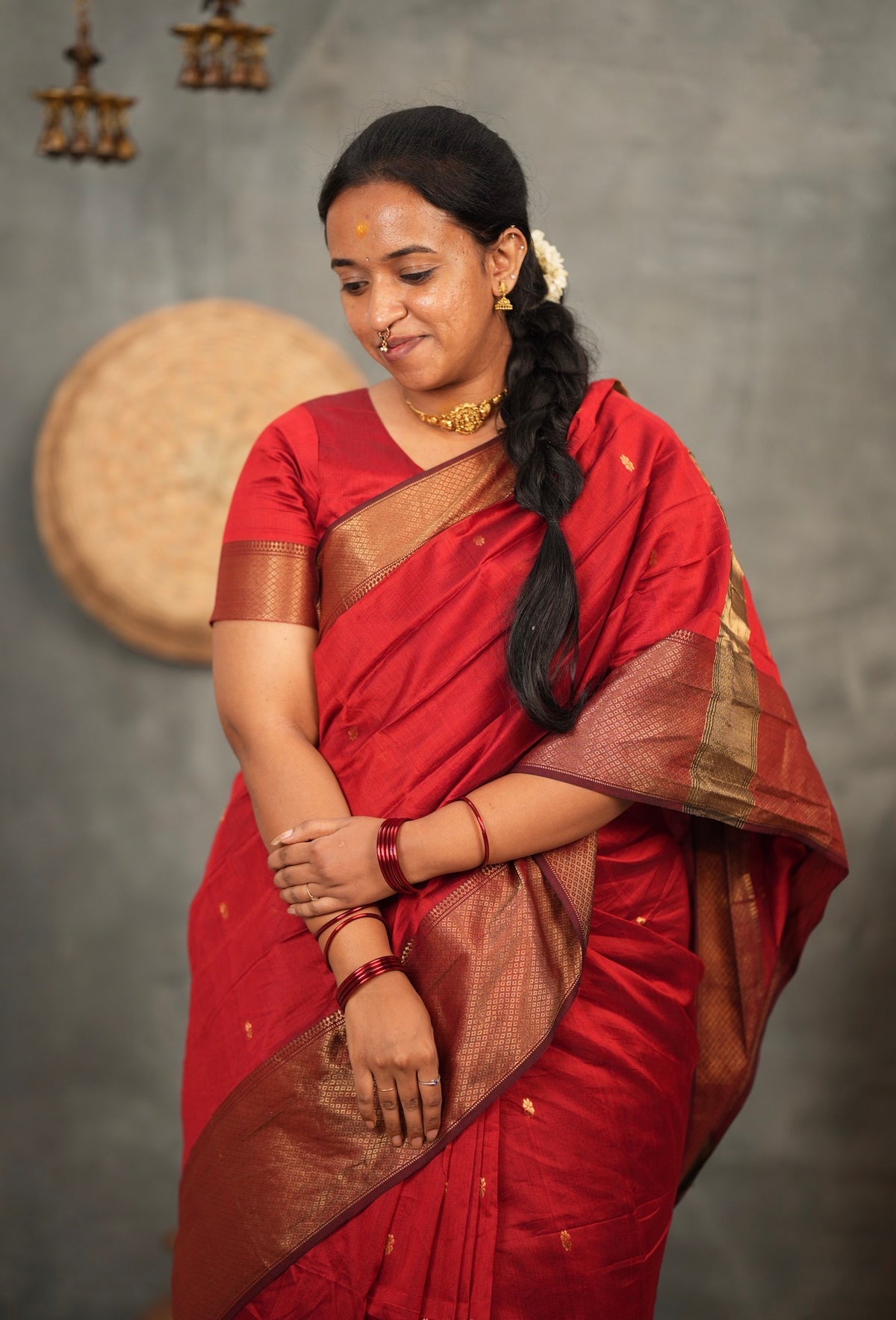 Sundari-Maheshwari silk saree(Maroon)