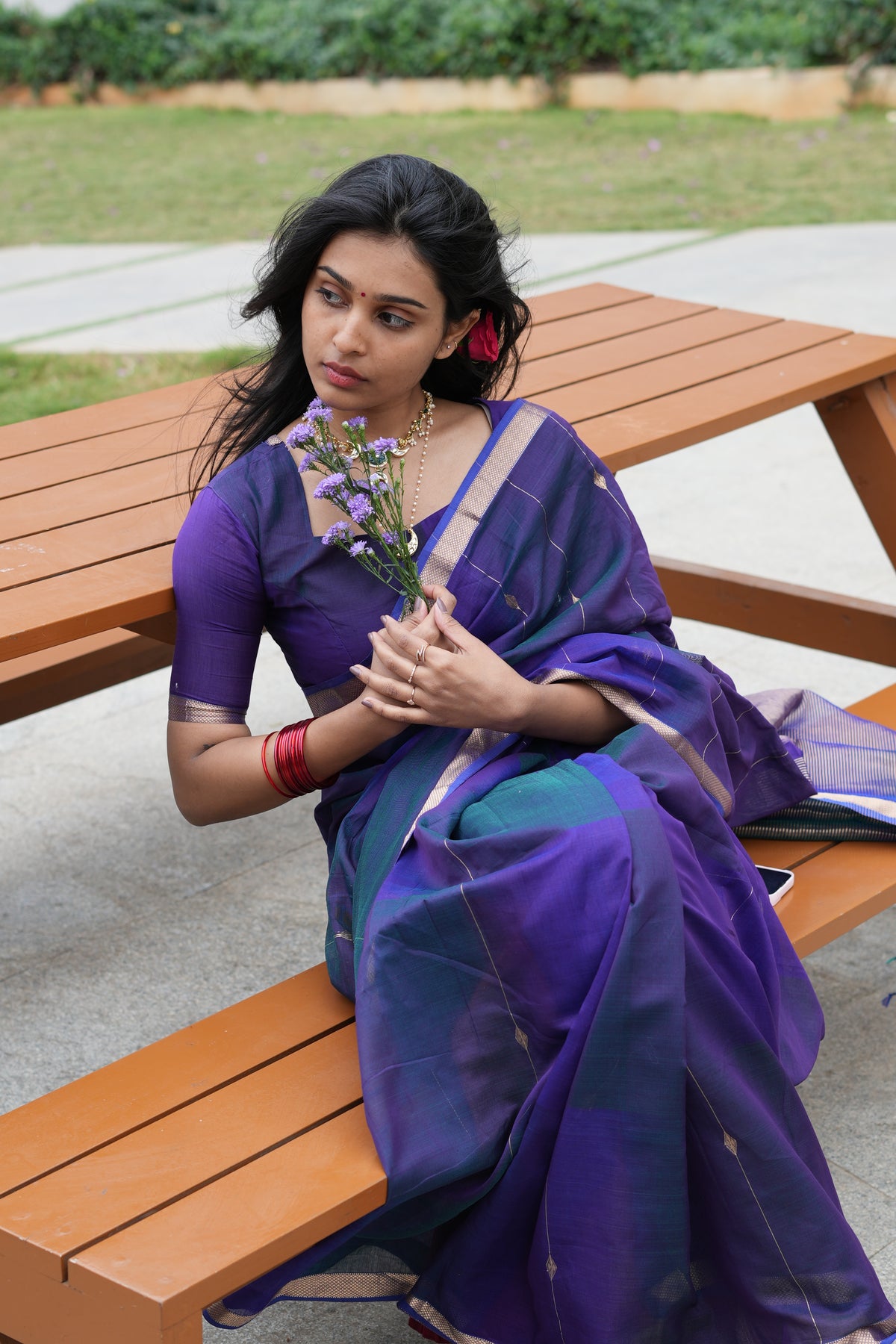 Sundari-Violet (Maheshwari silk saree)