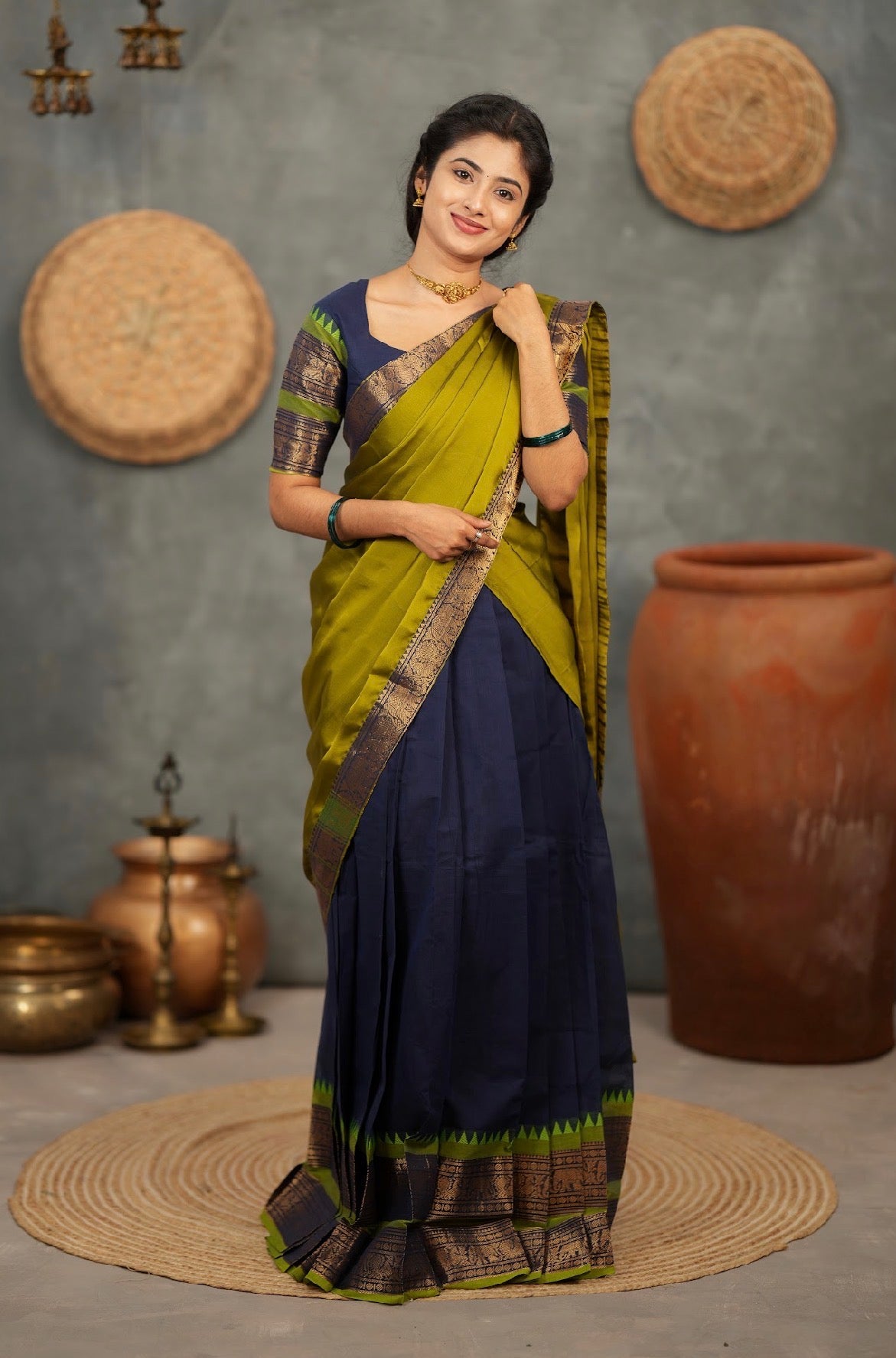 RANGANAYAKI-Blue with olive