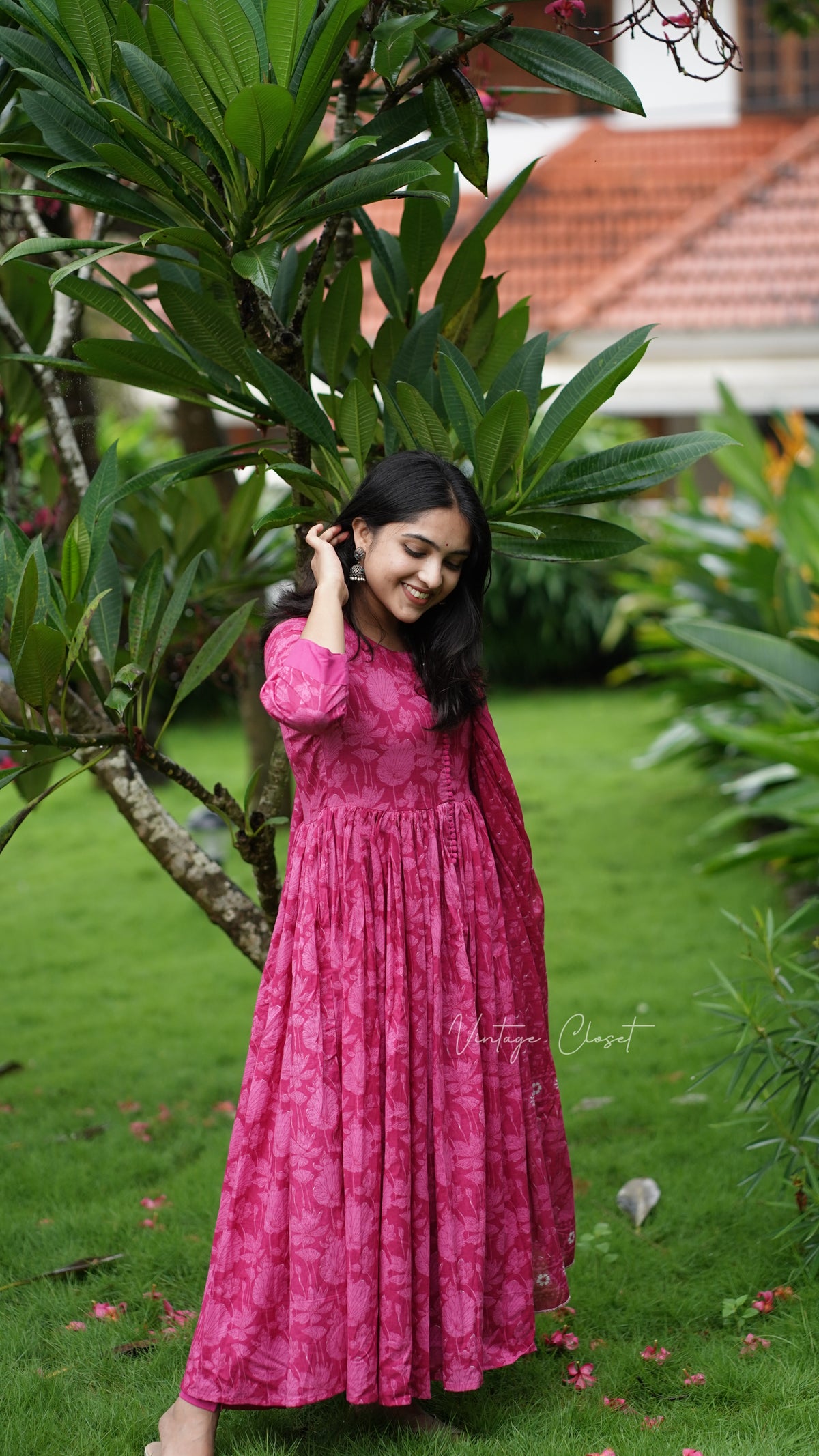 Amayra – Pink Cotton Handblock Print Anarkali Suit Set