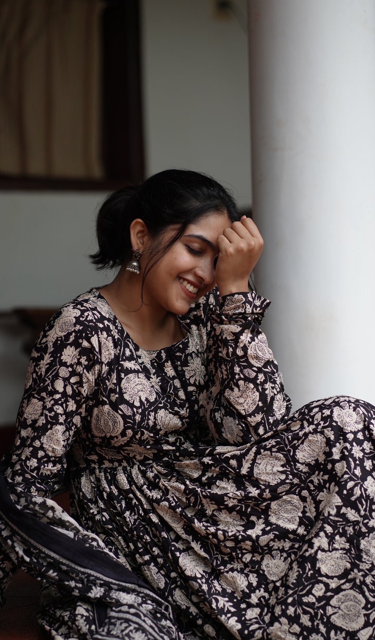 Mangai – Black Organic Cotton Block Print Anarkali Suit