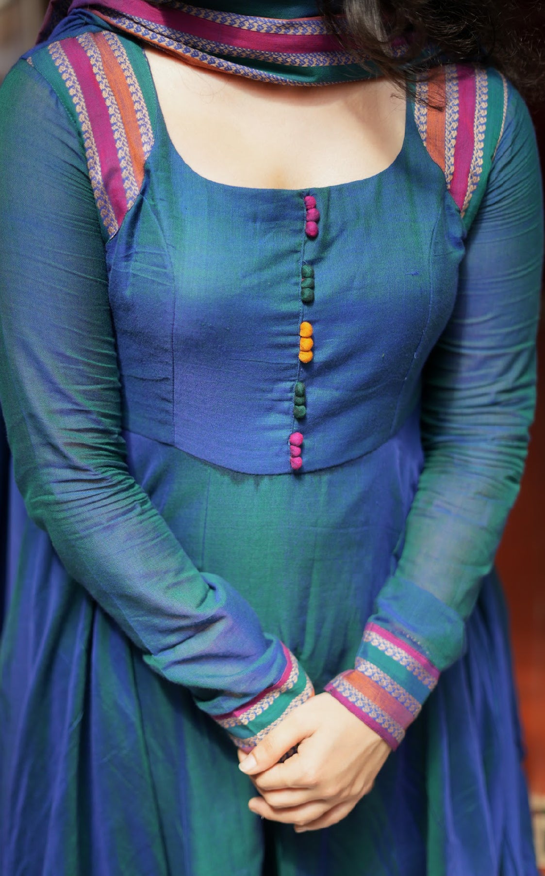 Myna – Blue Narayanpet Handloom Anarkali Suit