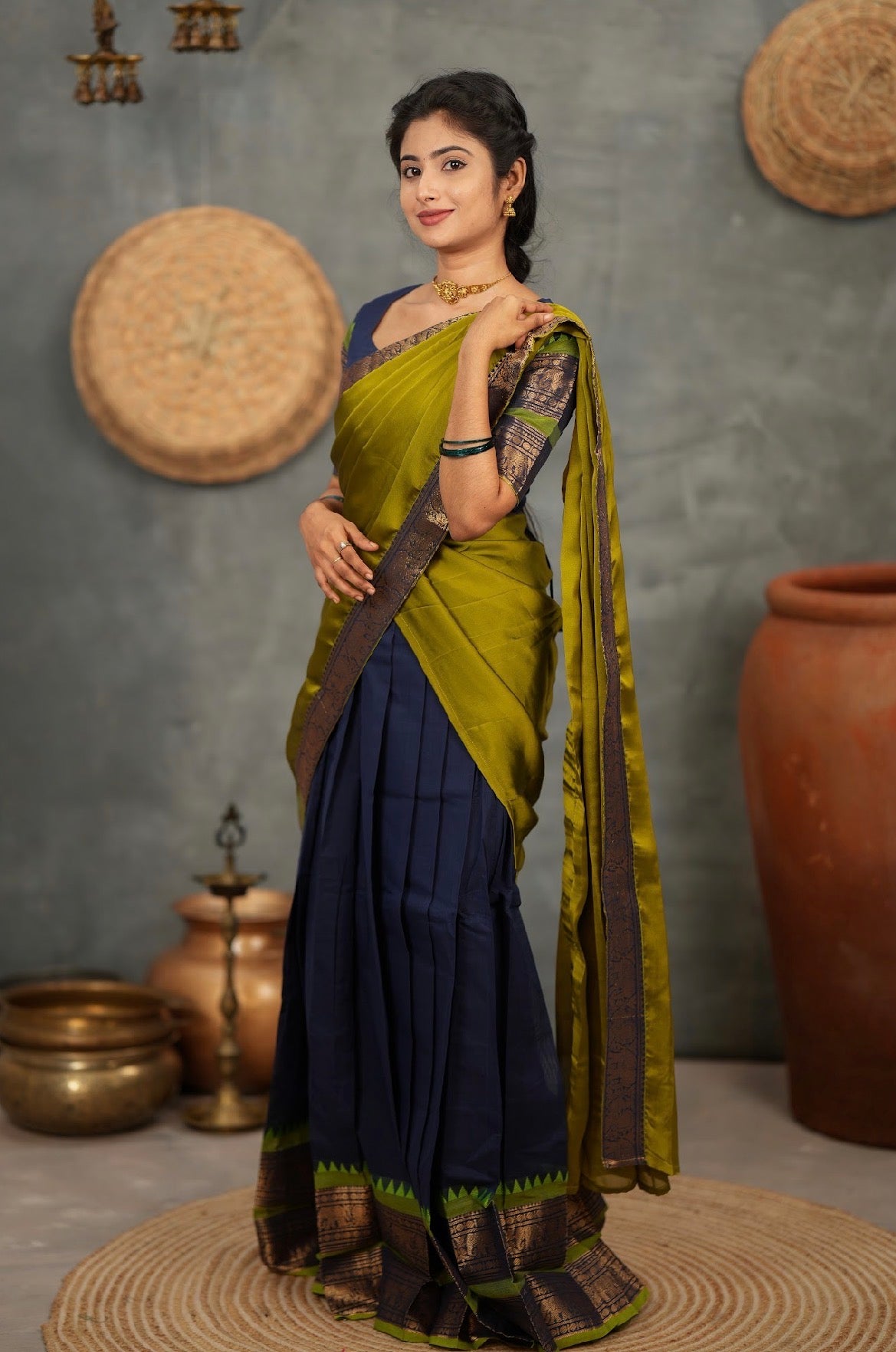 RANGANAYAKI-Blue with olive