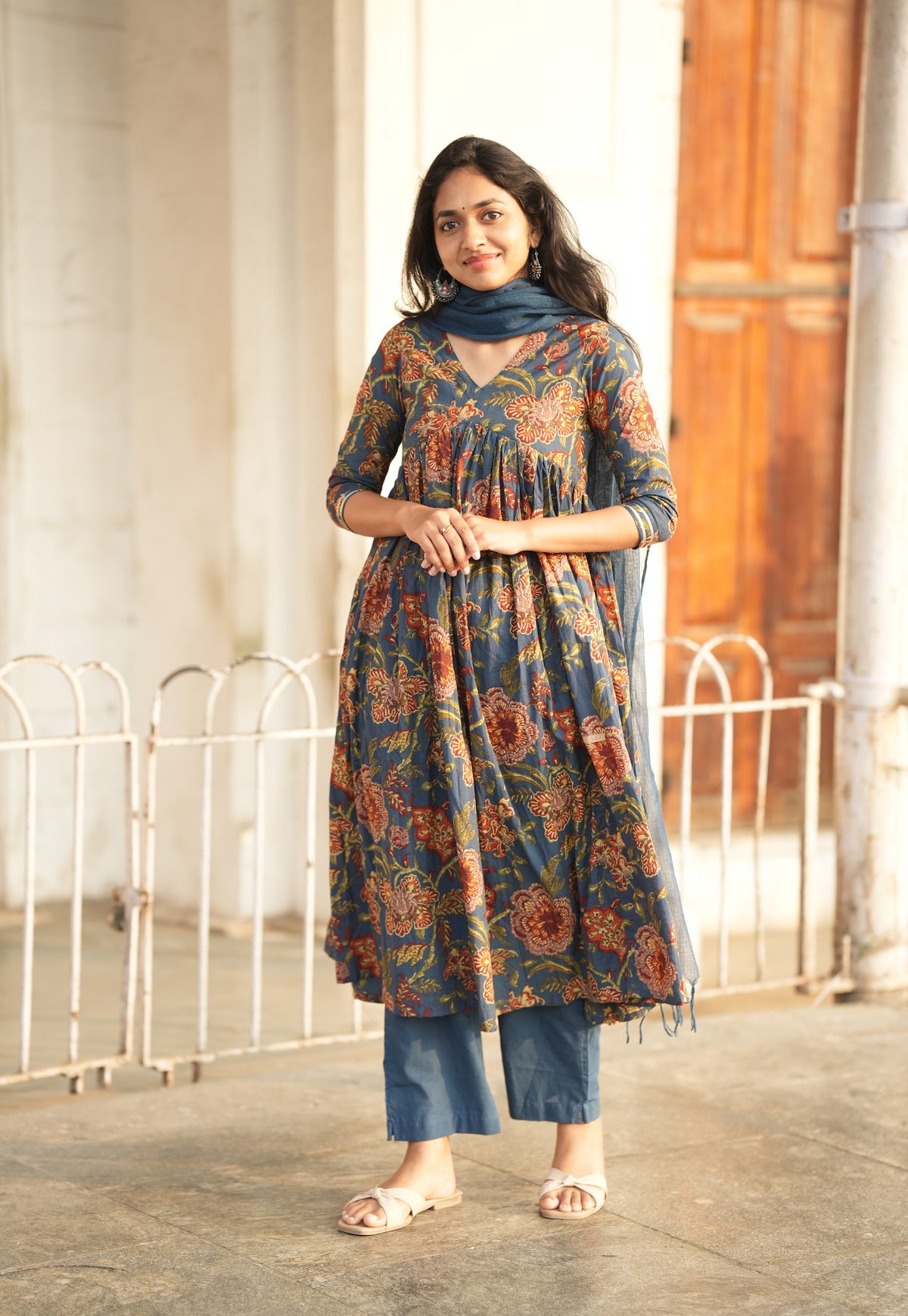 Farzana – Floral Cotton Alia-Cut Anarkali Suit Set
