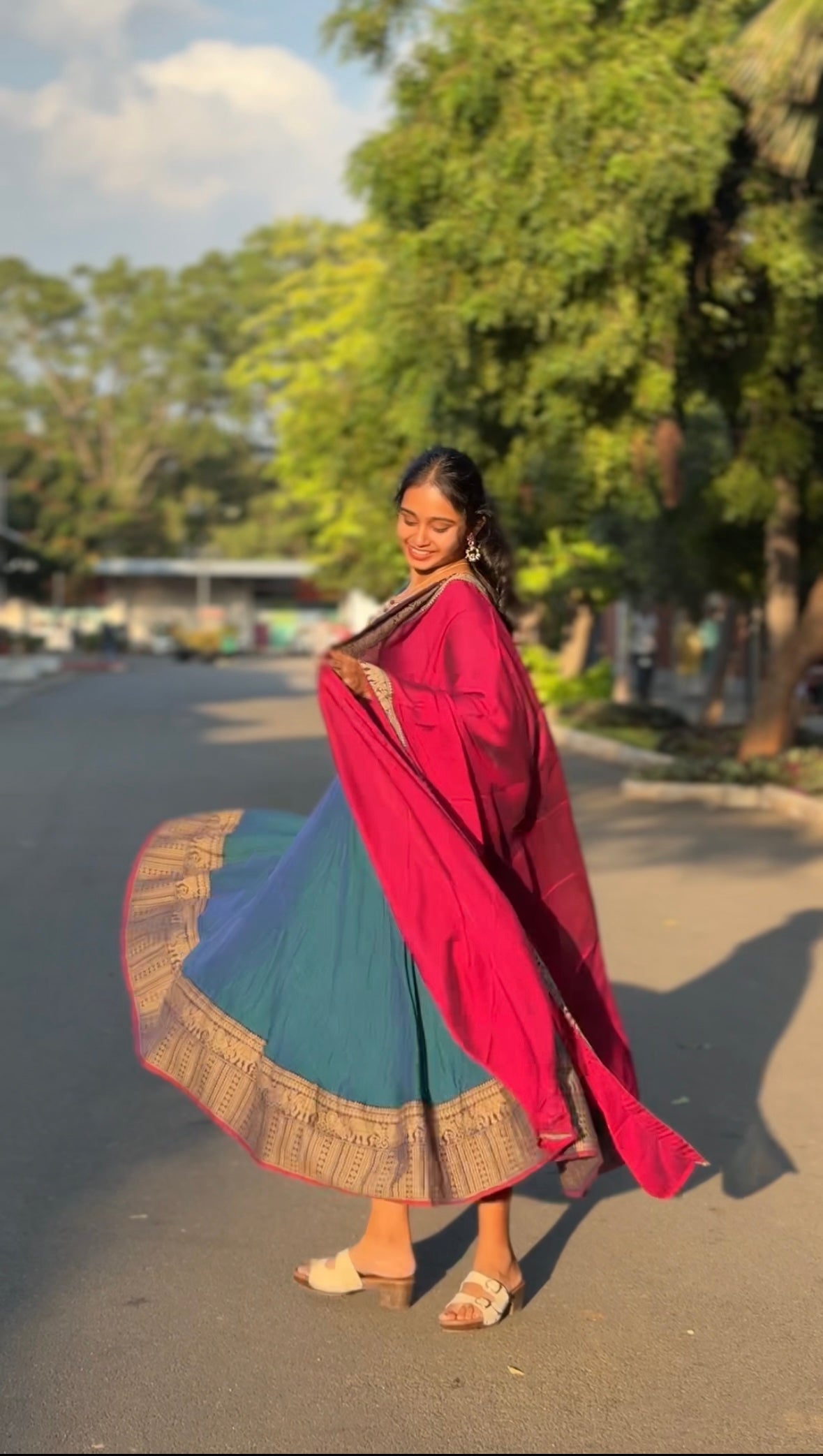 Mirna – Blue Narayanpet Handloom Anarkali Suit