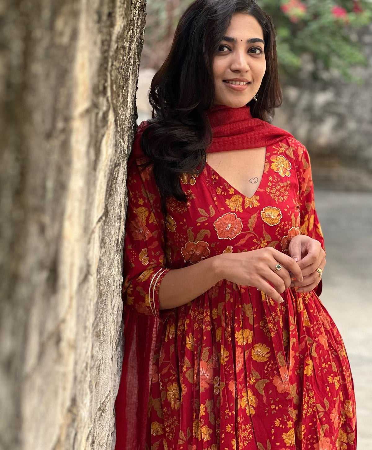 Mul cotton kurta set with straight cotton bottom