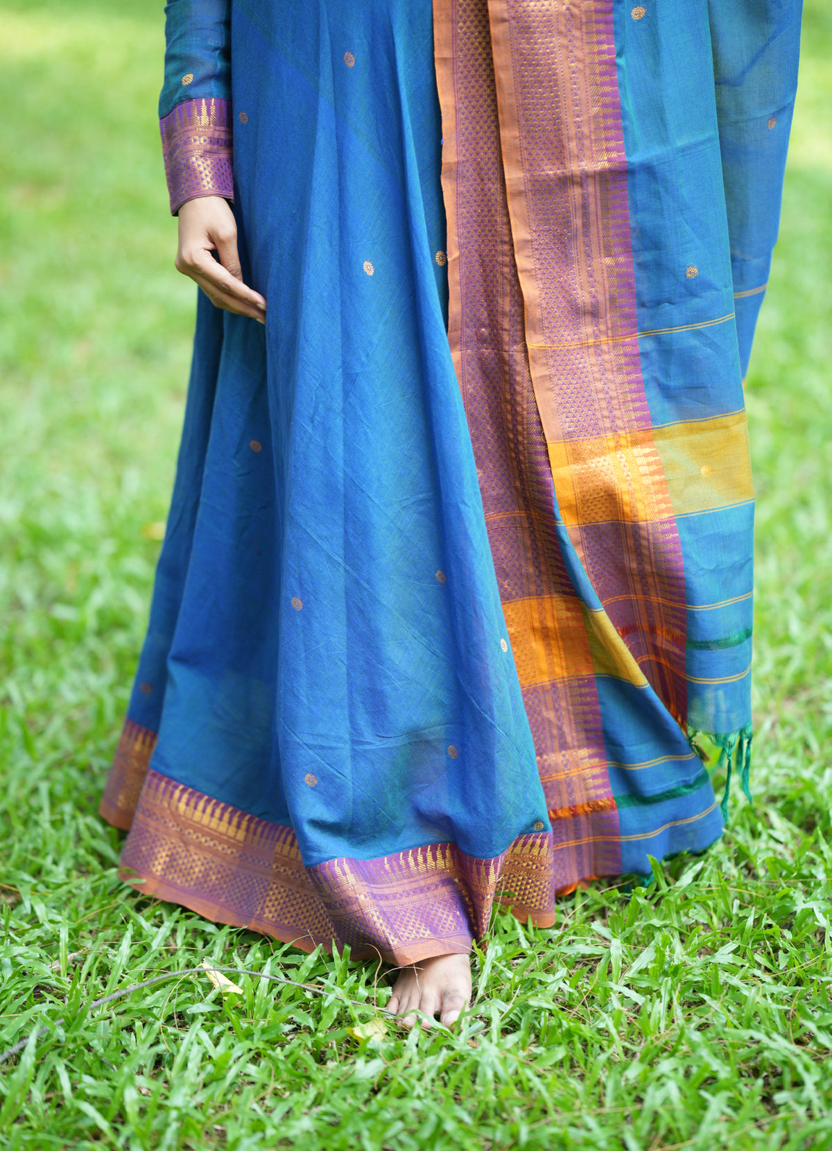 Arti Karam – Blue Narayanpet Handloom Anarkali Suit