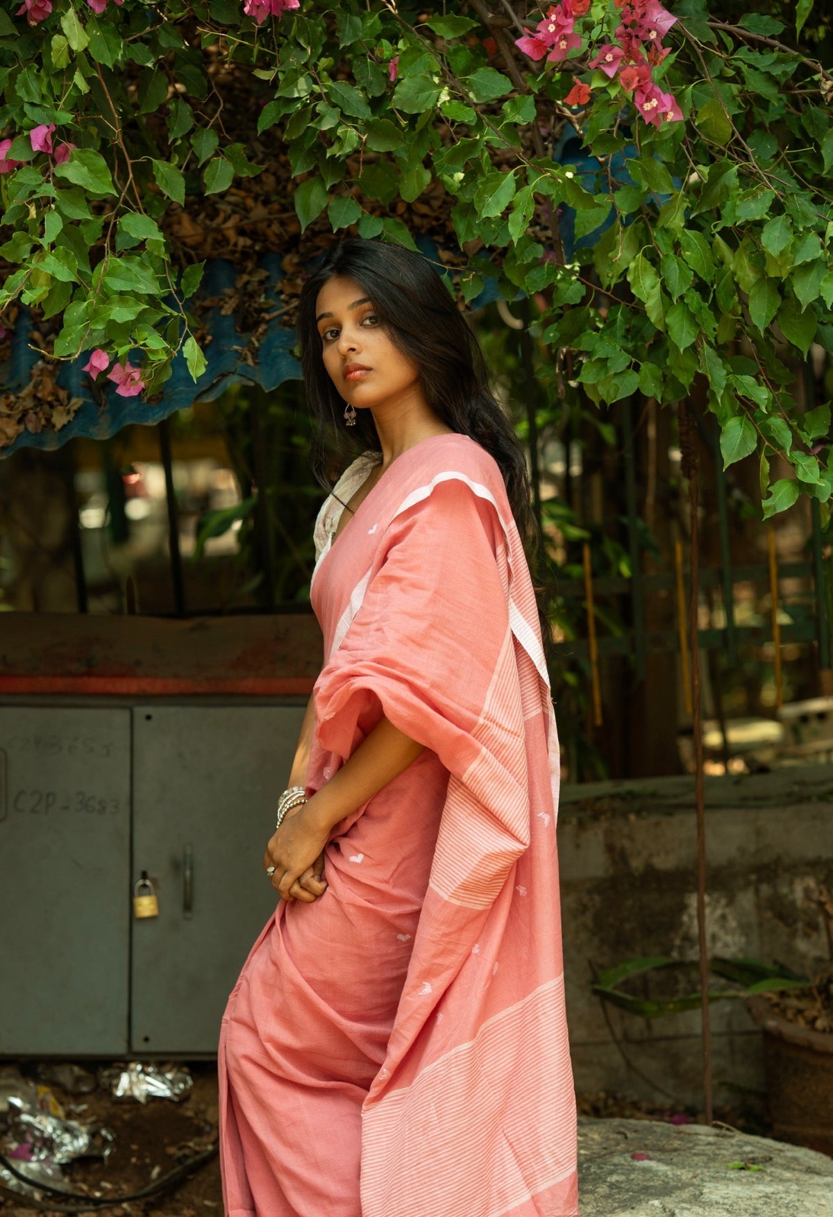 Sana-Heart embroidered jamdani saree