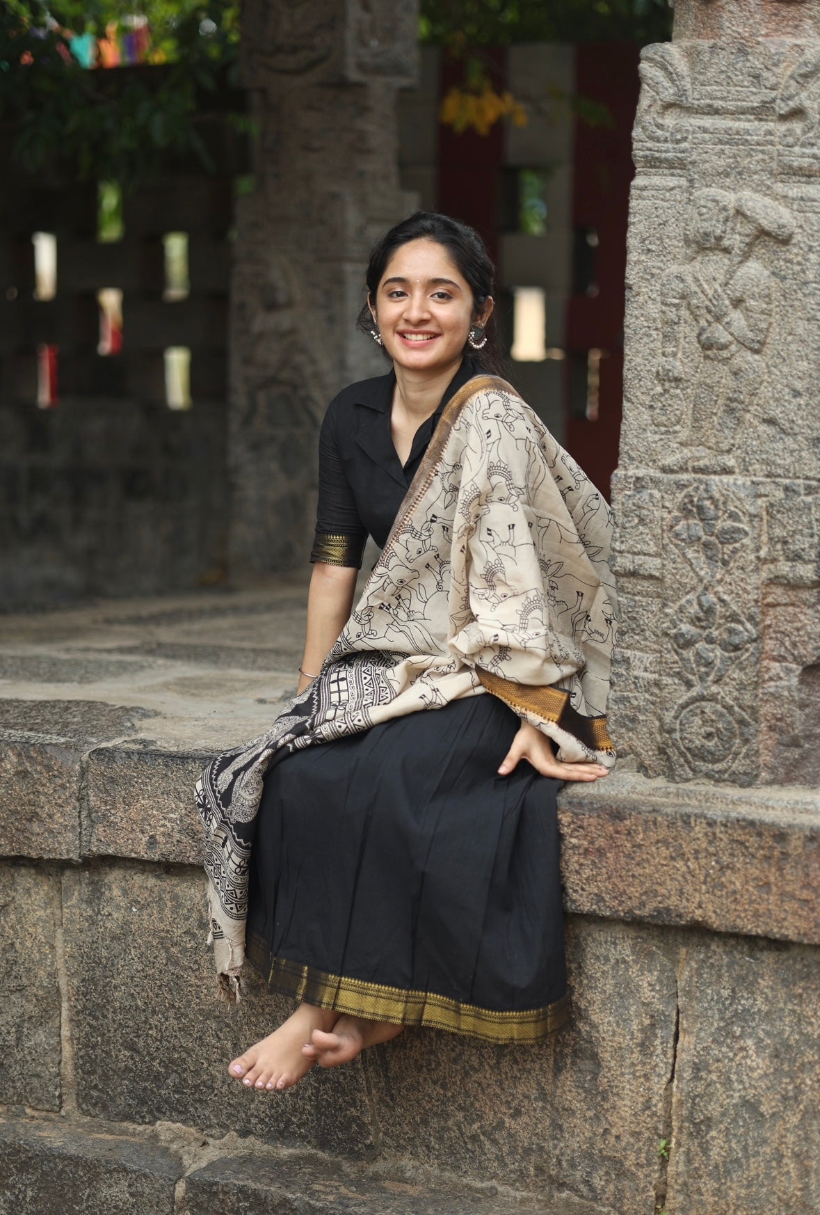 SUBATHRA(Black)with silk dupatta