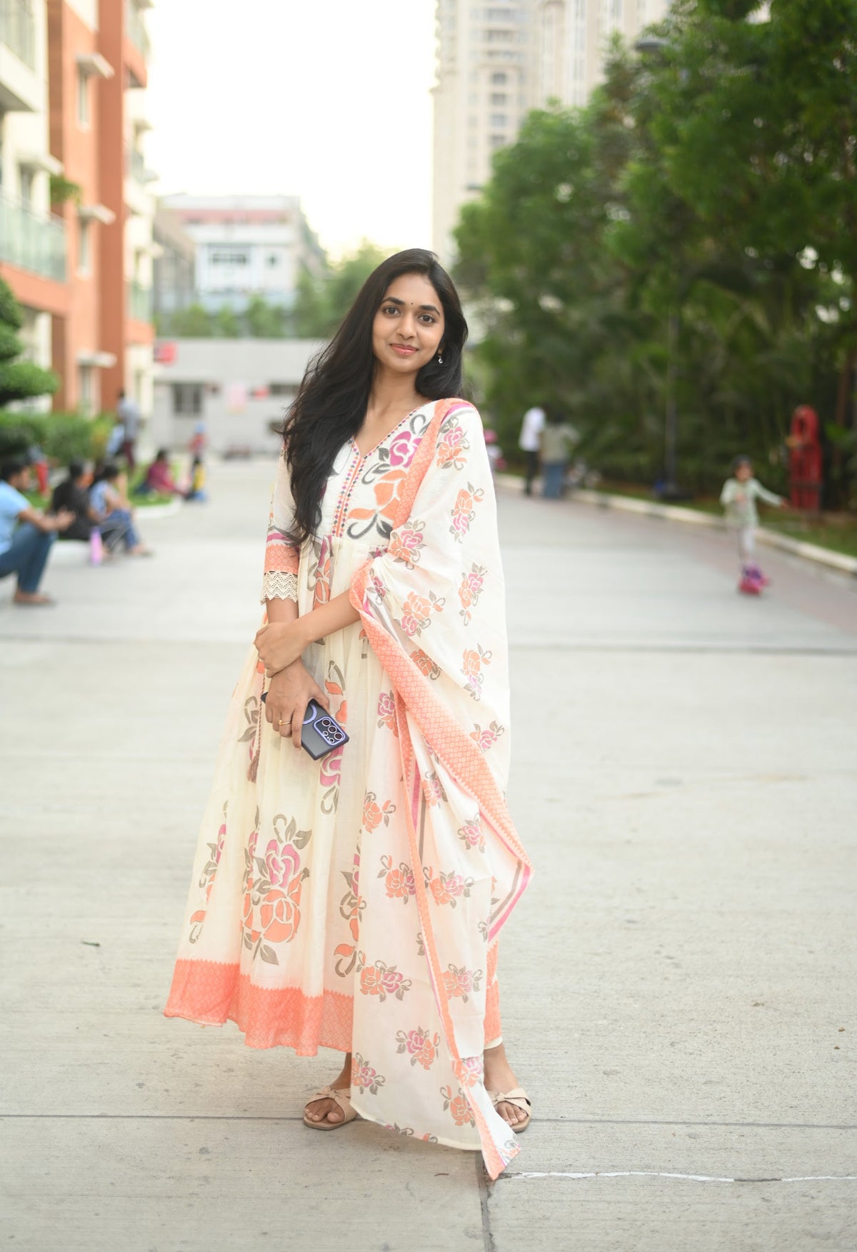 Shalini – Pink Embroidered Mul Cotton Dress & Dupatta Set