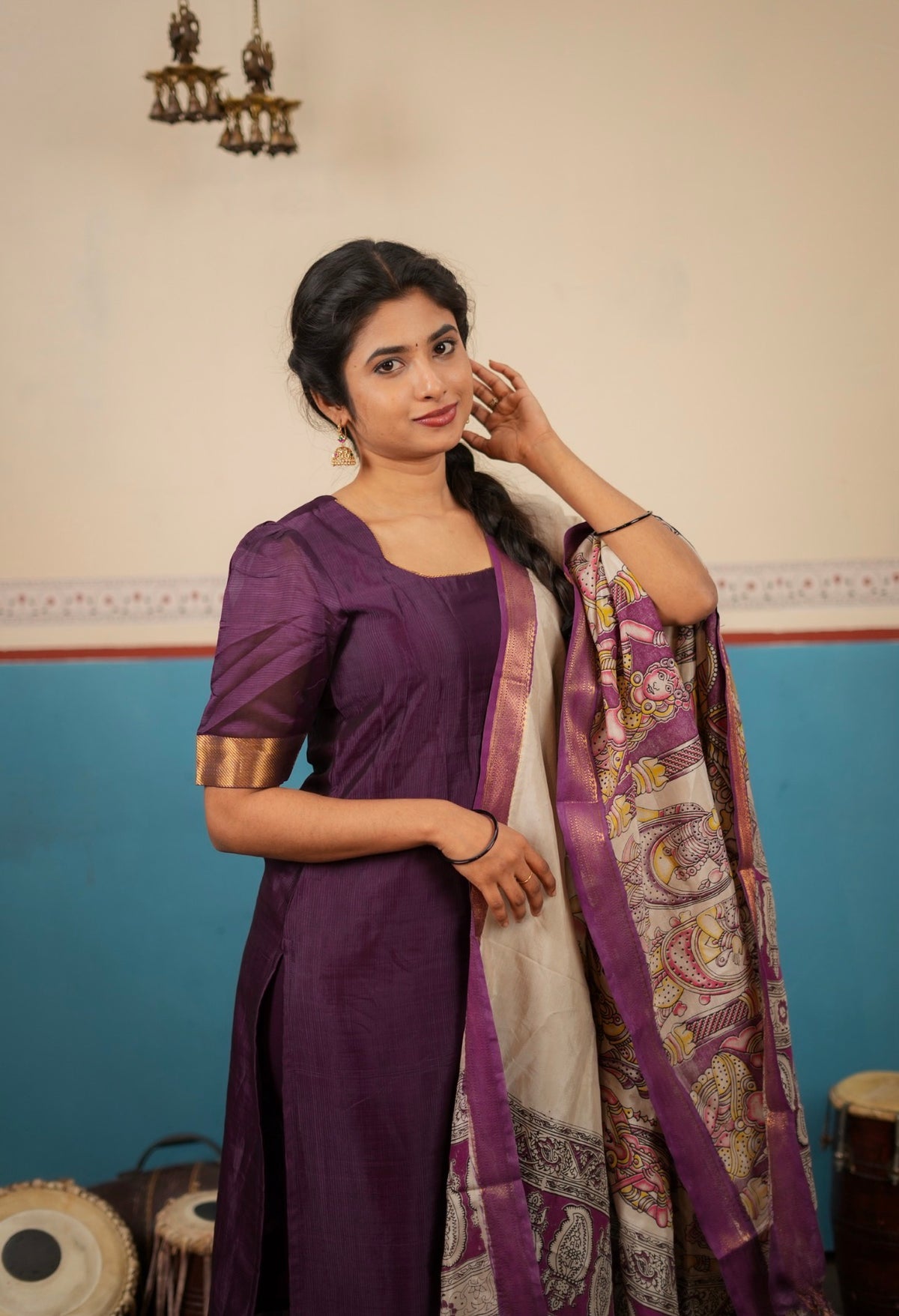 kalamkari silk dupatta-VC989