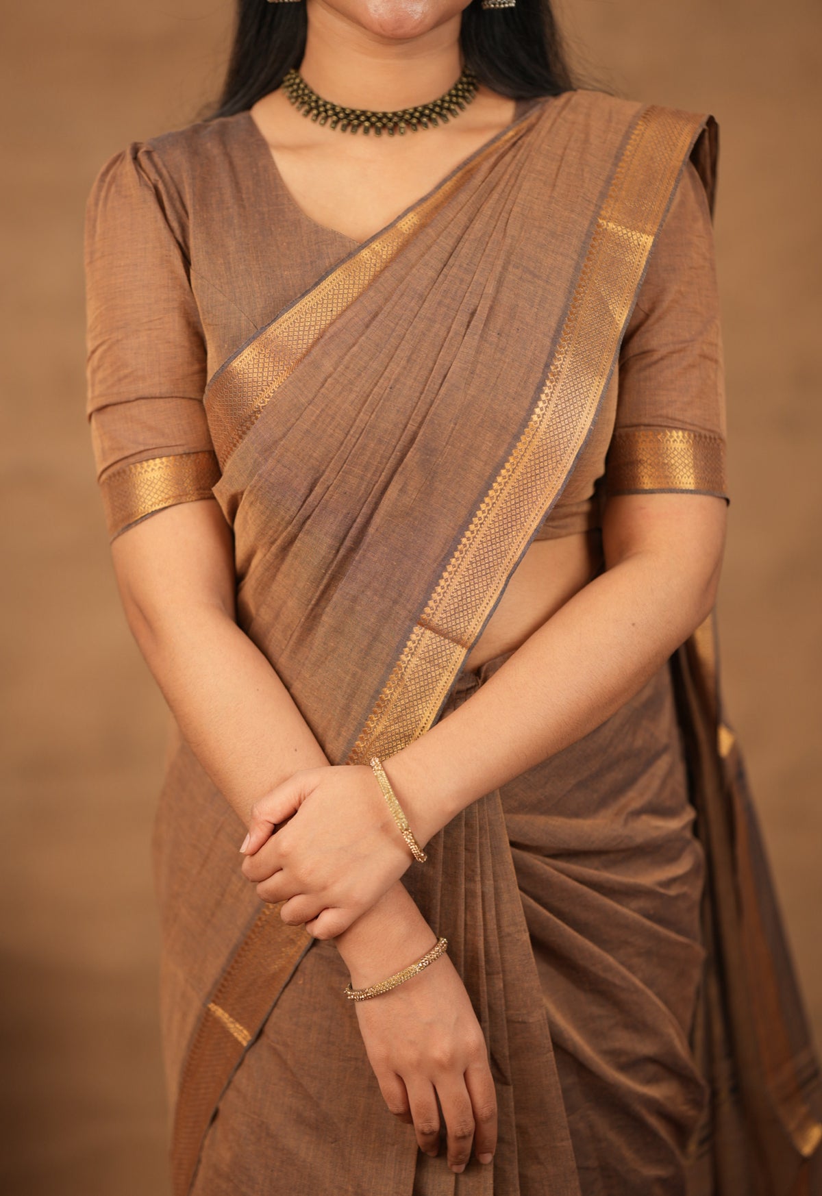 Beige mangalgiri cotton blouse  (VCB008)