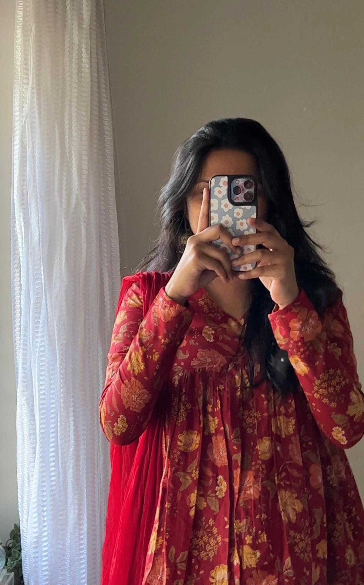 Niva – Maroon Floral Alia-Cut Suit with Chiffon Dupatta