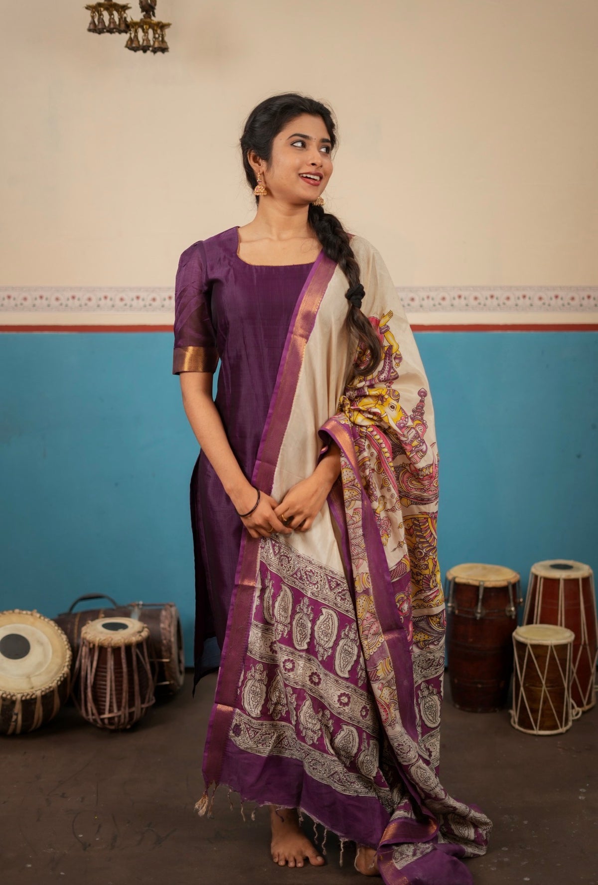 kalamkari silk dupatta-VC989