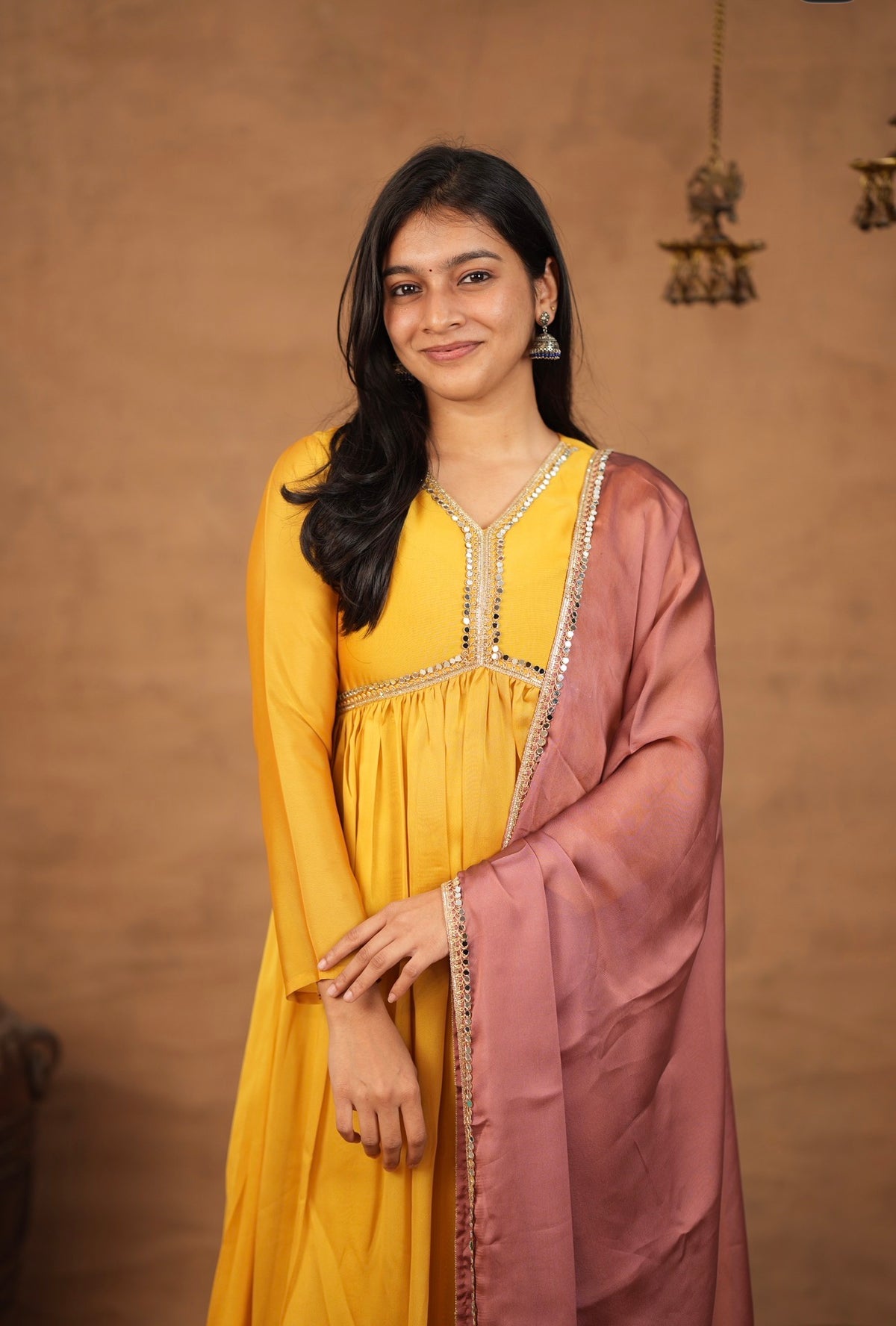 Tulsi Haldi – Yellow Alia-Cut Anarkali & Dupatta Set