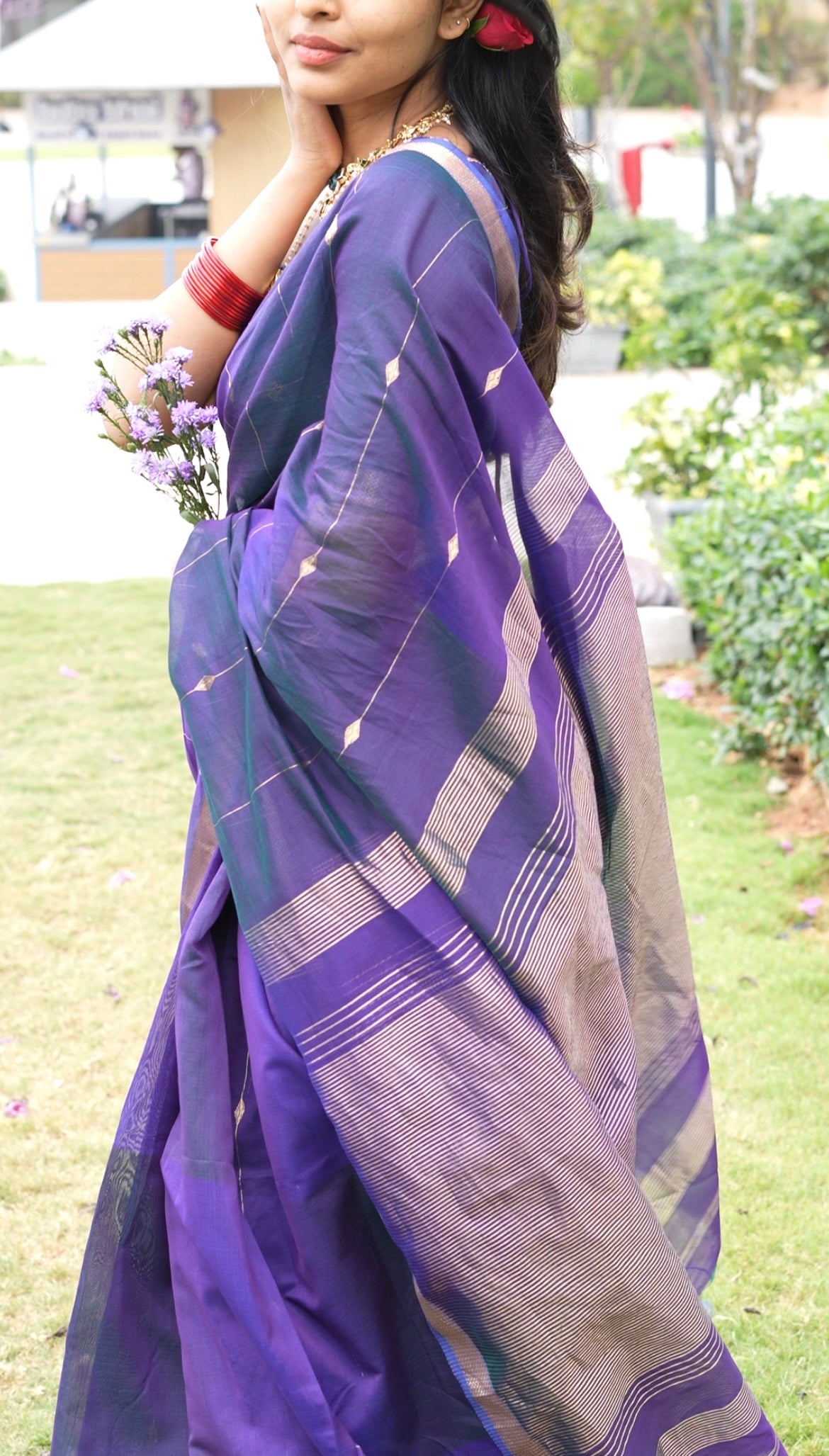 Sundari-Violet (Maheshwari silk saree)