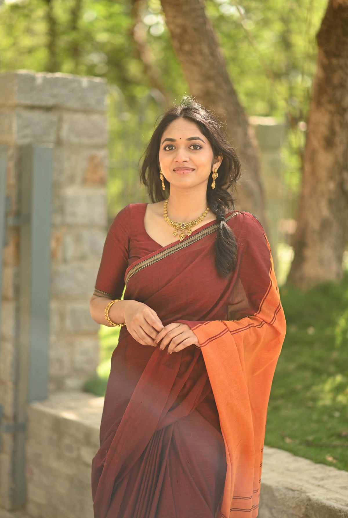 Maroon narayanpet blouse  (VCB006)