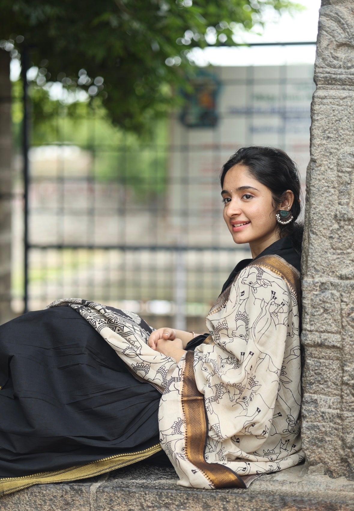SUBATHRA(Black)with silk dupatta