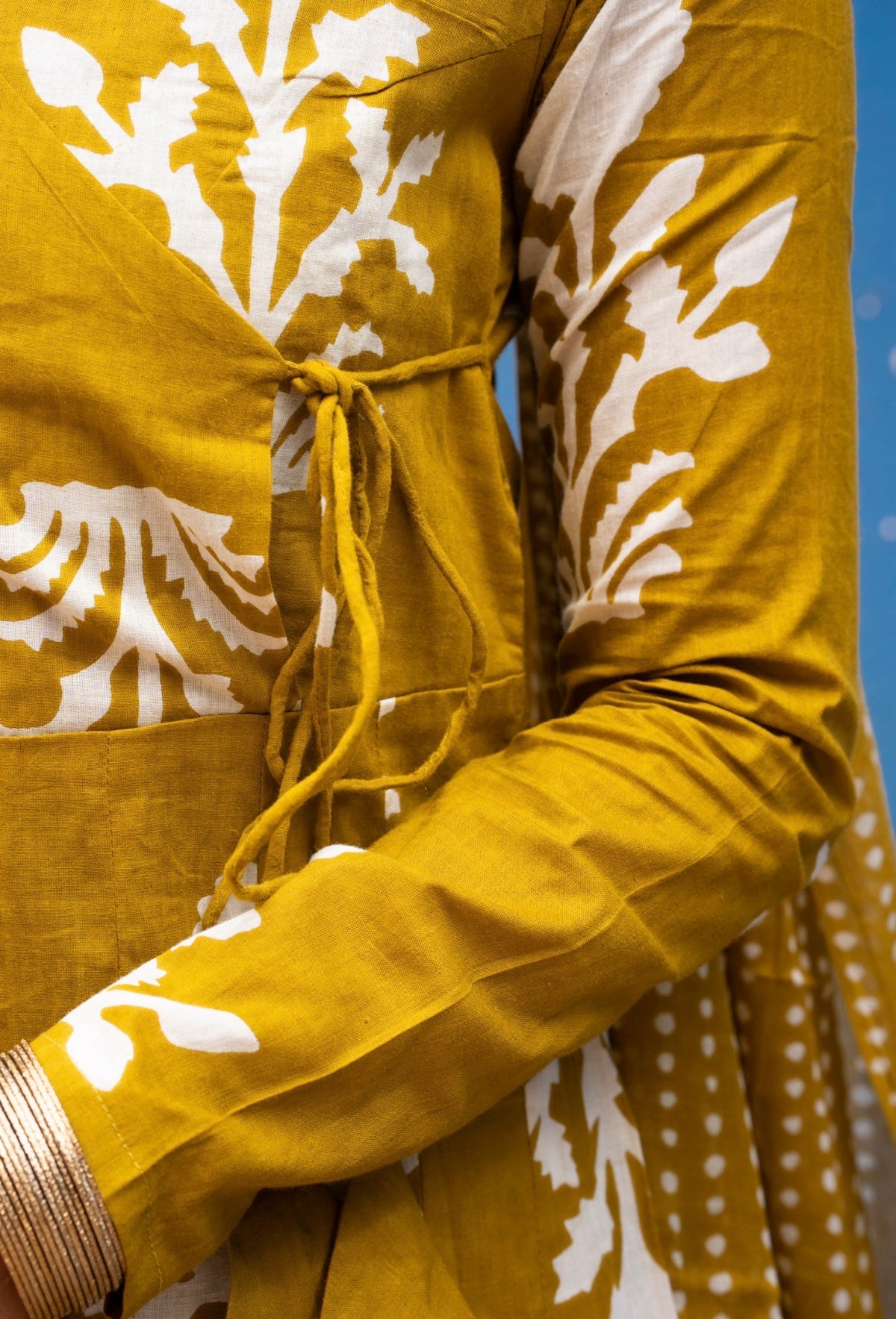 Mustard Maze – Organic Cotton Panel Anarkali Suit Set