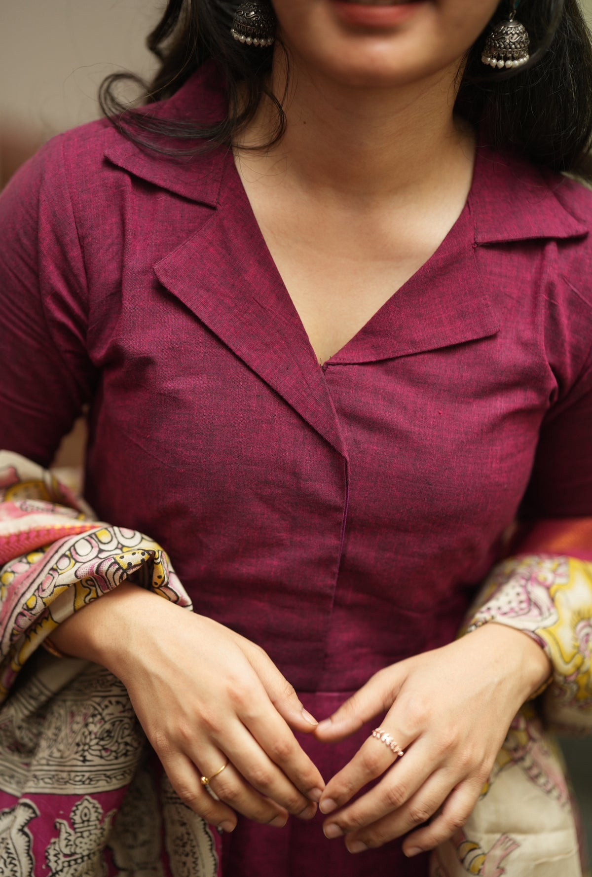 SUBATHRA(Wine)with silk dupatta