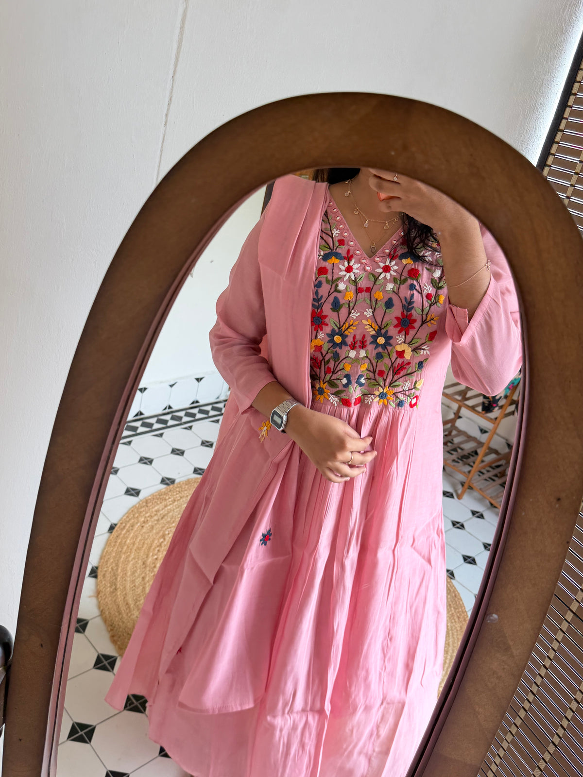 THANVI -  Floral embroidered Anarkali  -(VC1042)