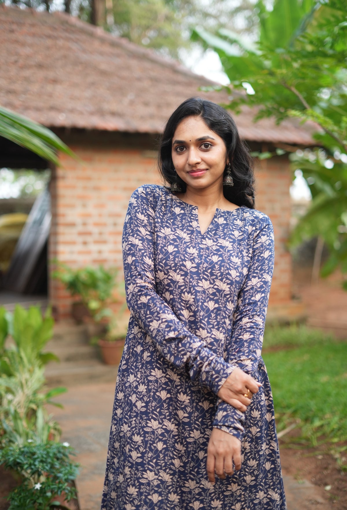 Rakshana – Floral Modal Silk A-Line Suit Set