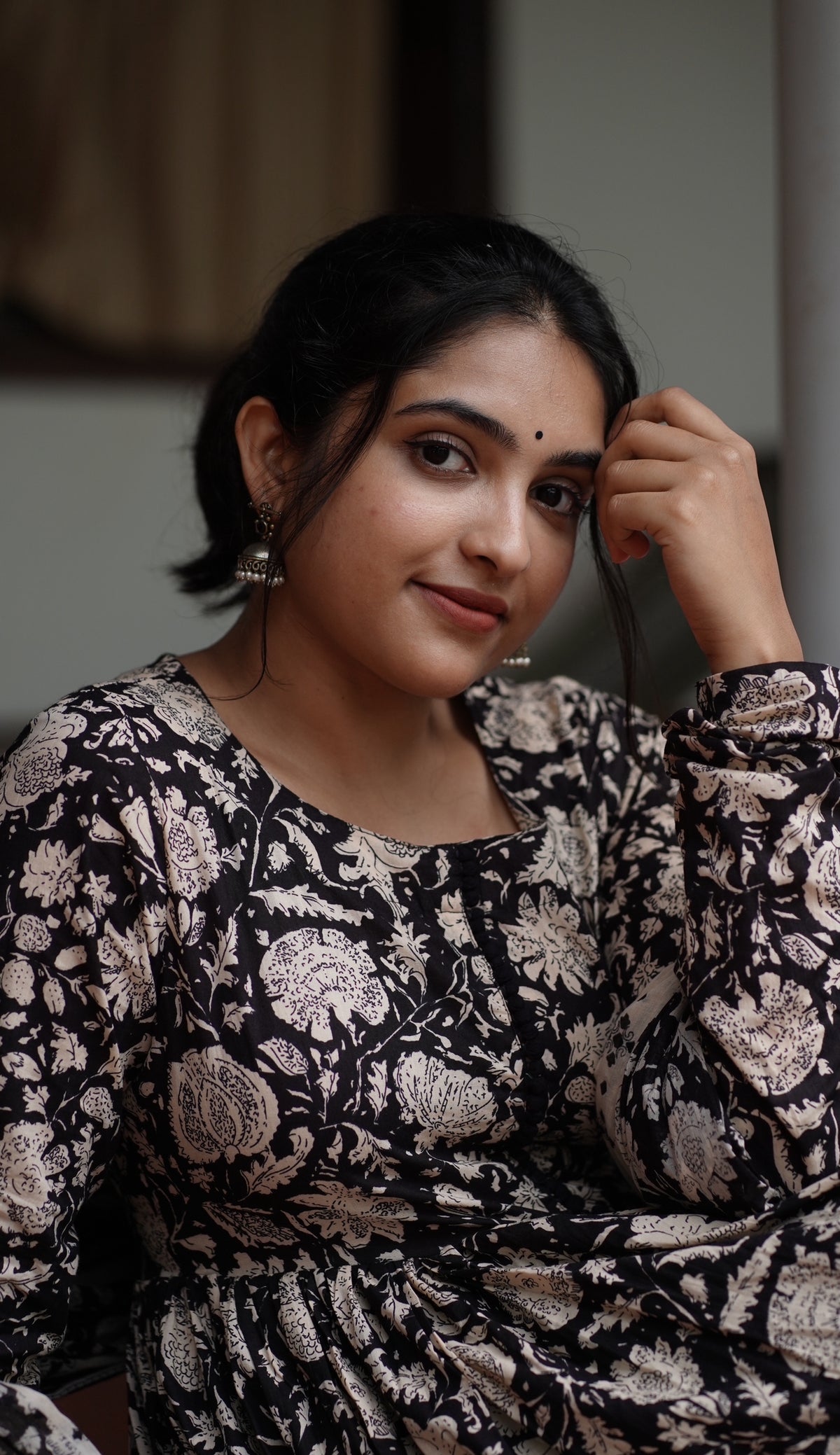 Mangai – Black Organic Cotton Block Print Anarkali Suit