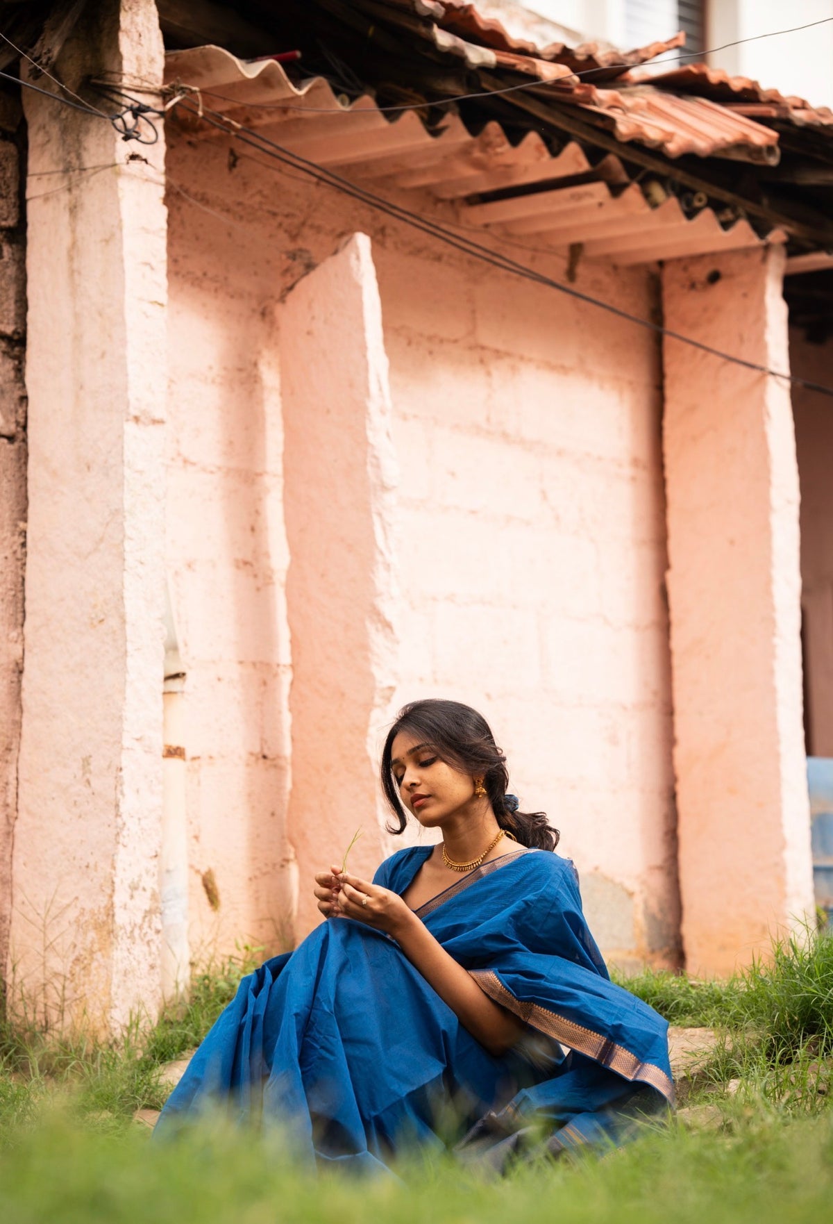 LEELA-Mangalgiri cotton saree-Blue