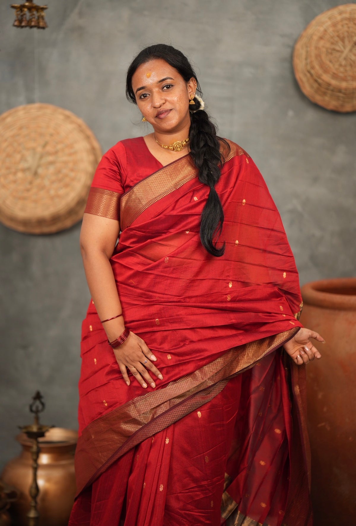 Sundari-Maheshwari silk saree(Maroon)